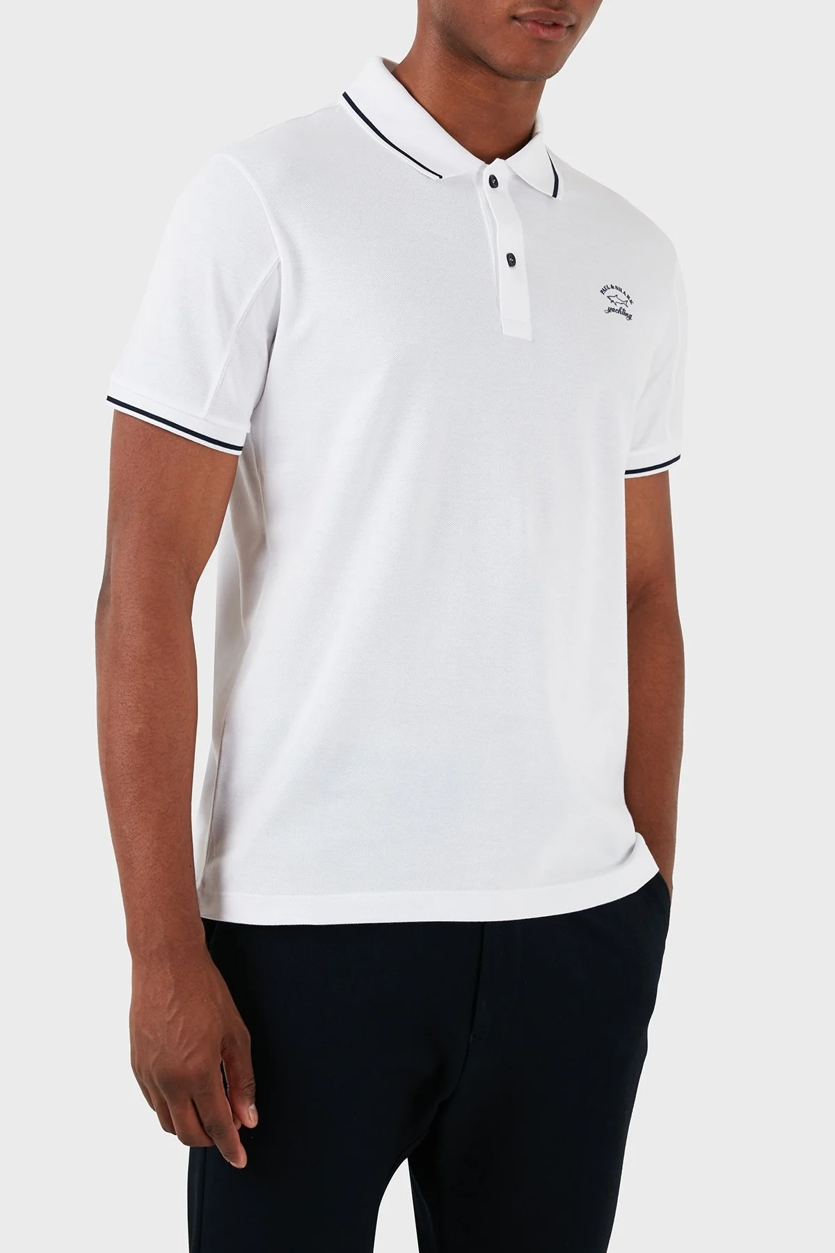 Paul & Shark Logolu % 100 Pamuk Regular Fit Erkek Polo Yaka T Shirt 22411287 010 BEYAZ - 4