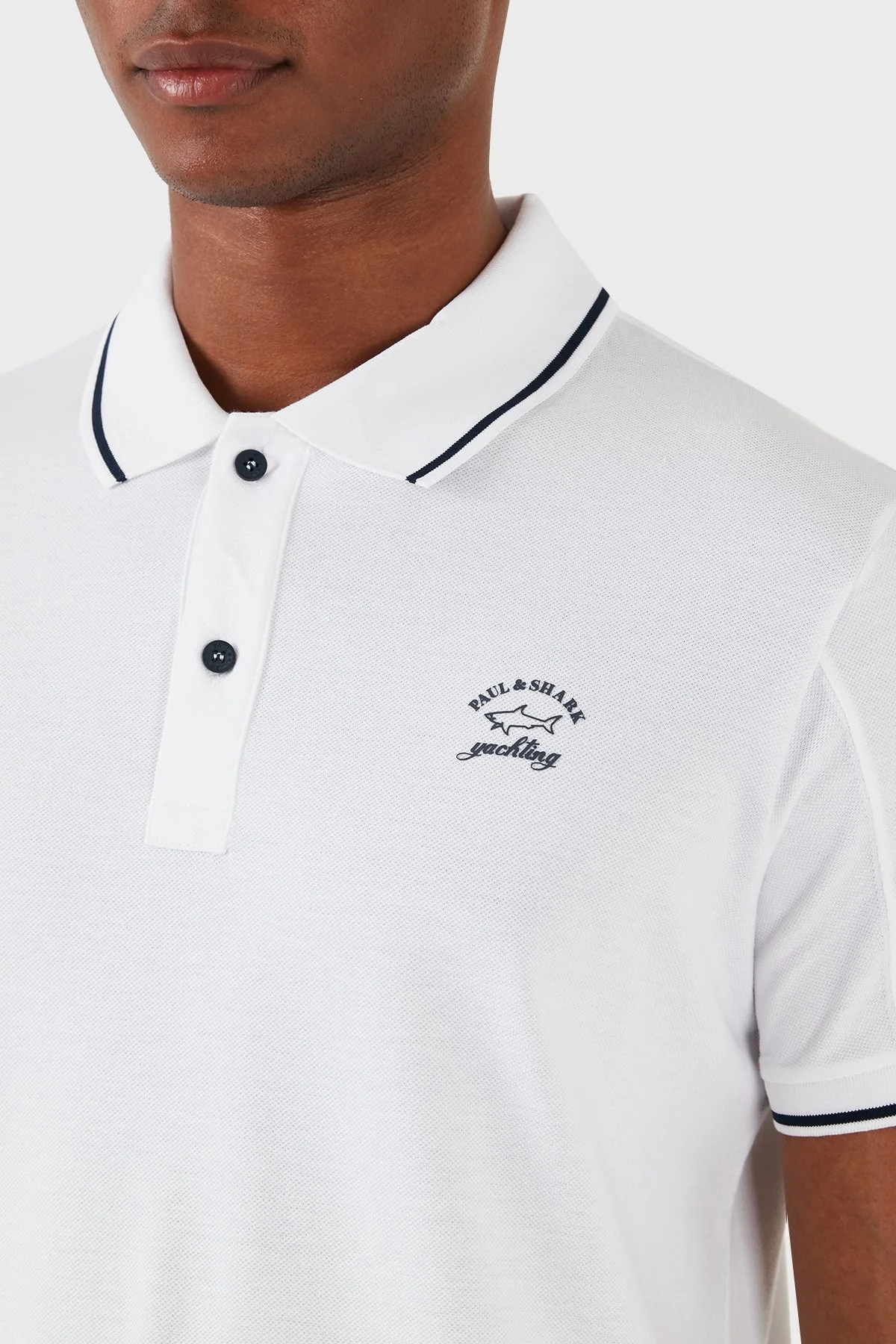 Paul & Shark Logolu % 100 Pamuk Regular Fit Erkek Polo Yaka T Shirt 22411287 010 BEYAZ - 5