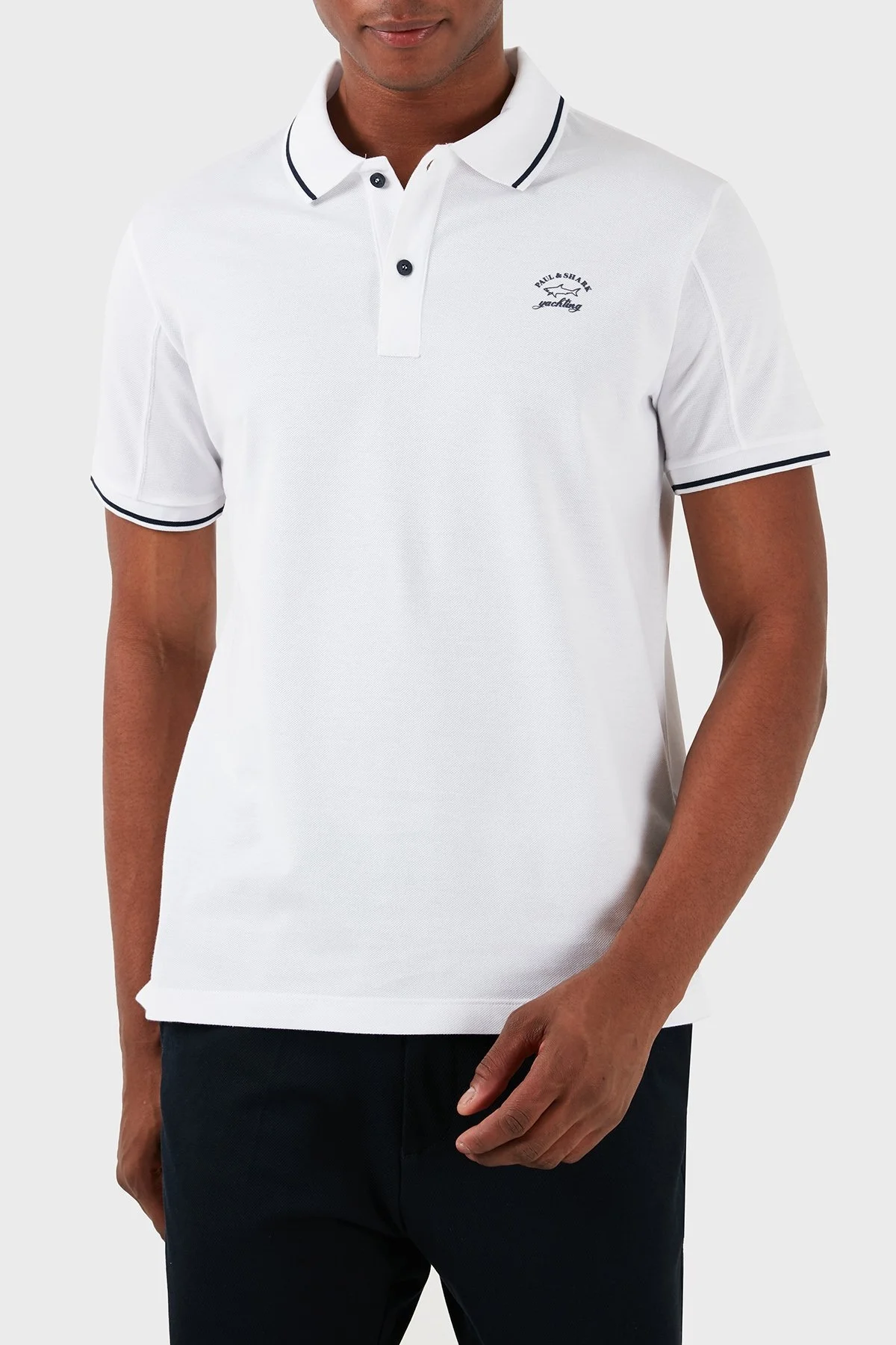 Paul & Shark Logolu % 100 Pamuk Regular Fit Erkek Polo Yaka T Shirt 22411287 010 BEYAZ - 6