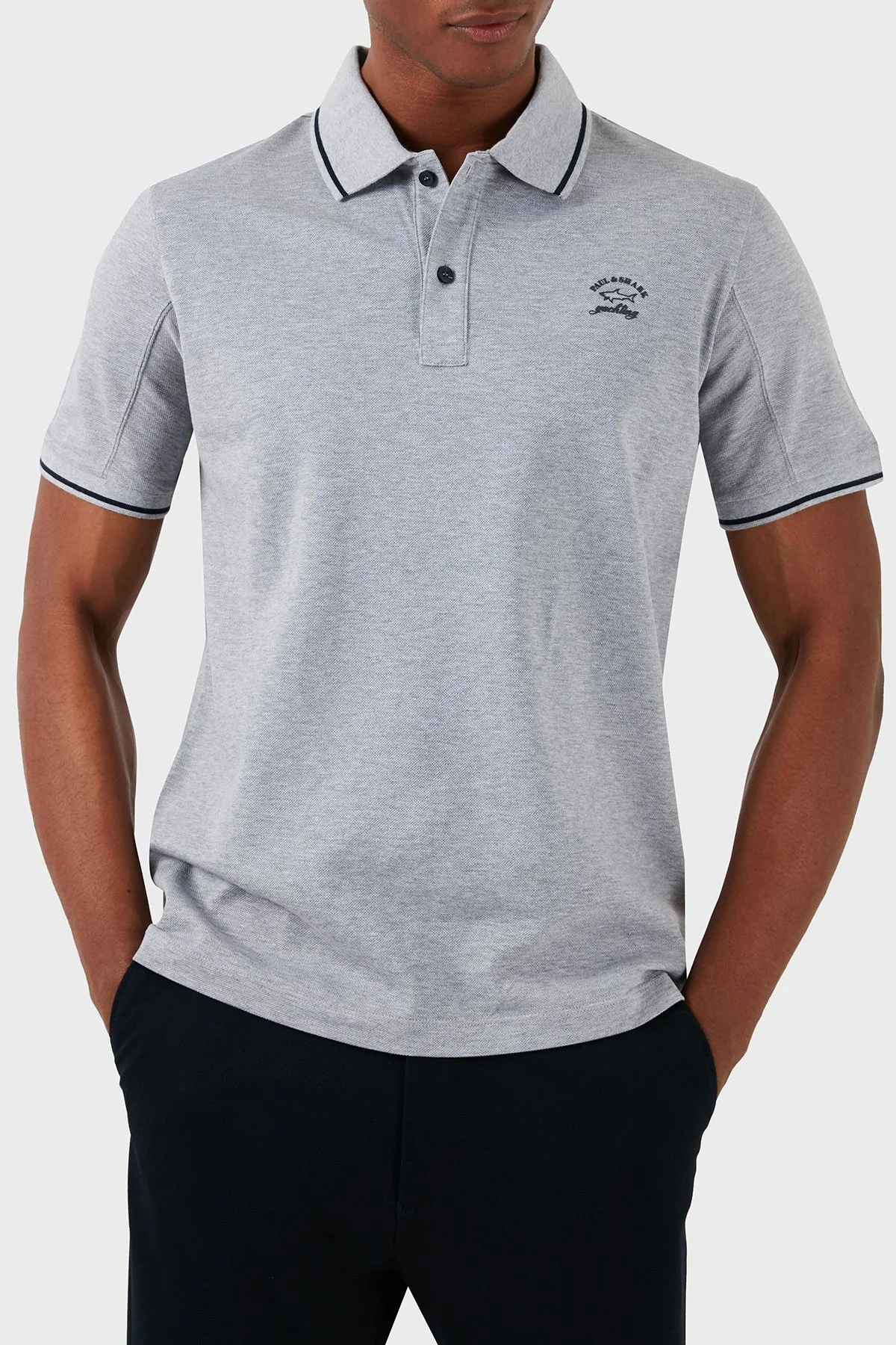 Paul & Shark Logolu % 100 Pamuk Regular Fit Erkek Polo Yaka T Shirt 22411287 930 GRİ - 4