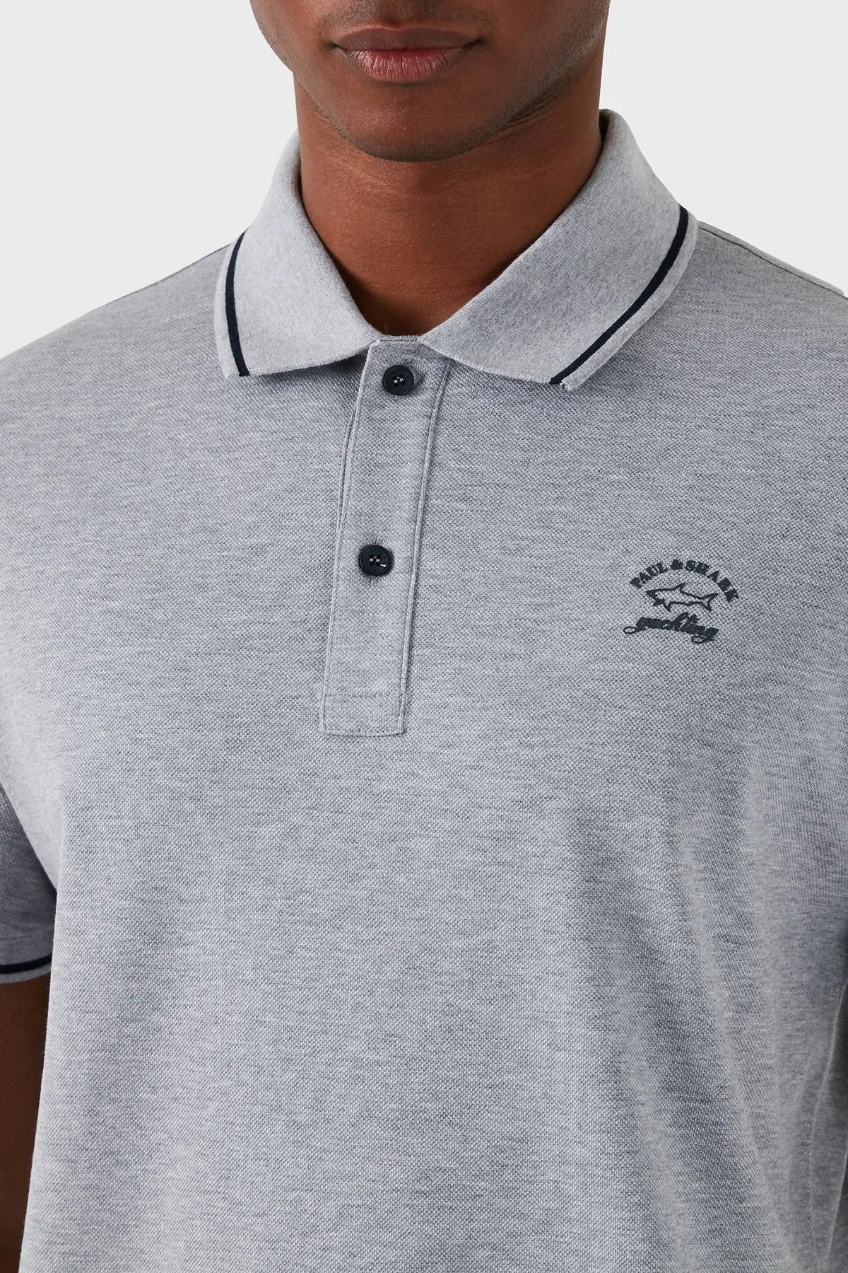 Paul & Shark Logolu % 100 Pamuk Regular Fit Erkek Polo Yaka T Shirt 22411287 930 GRİ - 5