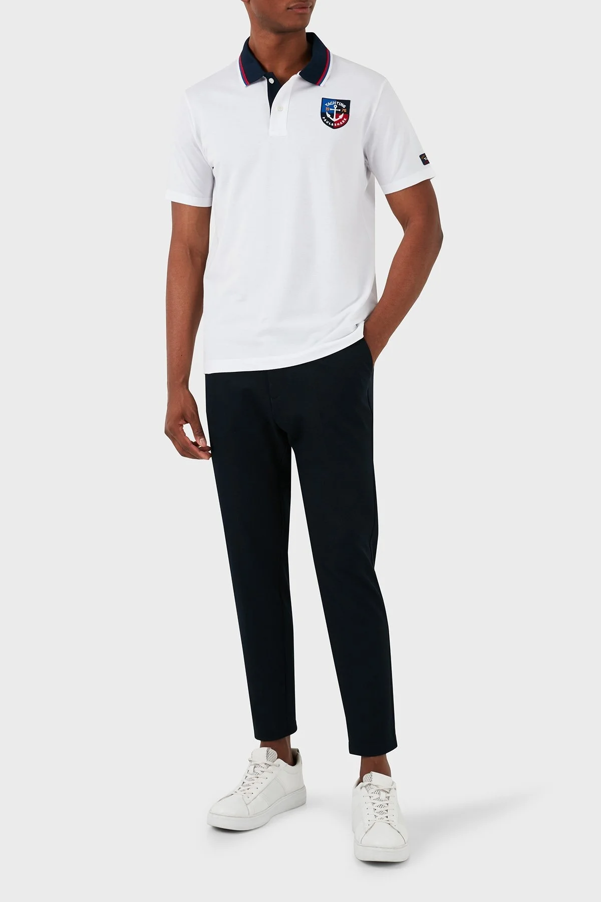 Paul & Shark Logolu % 100 Pamuk Regular Fit Erkek Polo Yaka T Shirt 23411203 010 BEYAZ - 4