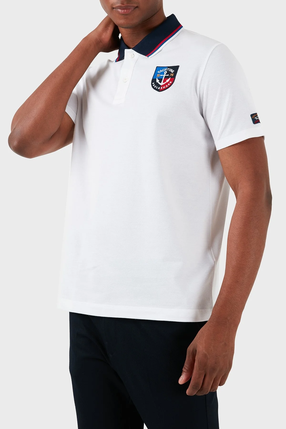 Paul & Shark Logolu % 100 Pamuk Regular Fit Erkek Polo Yaka T Shirt 23411203 010 BEYAZ - 5