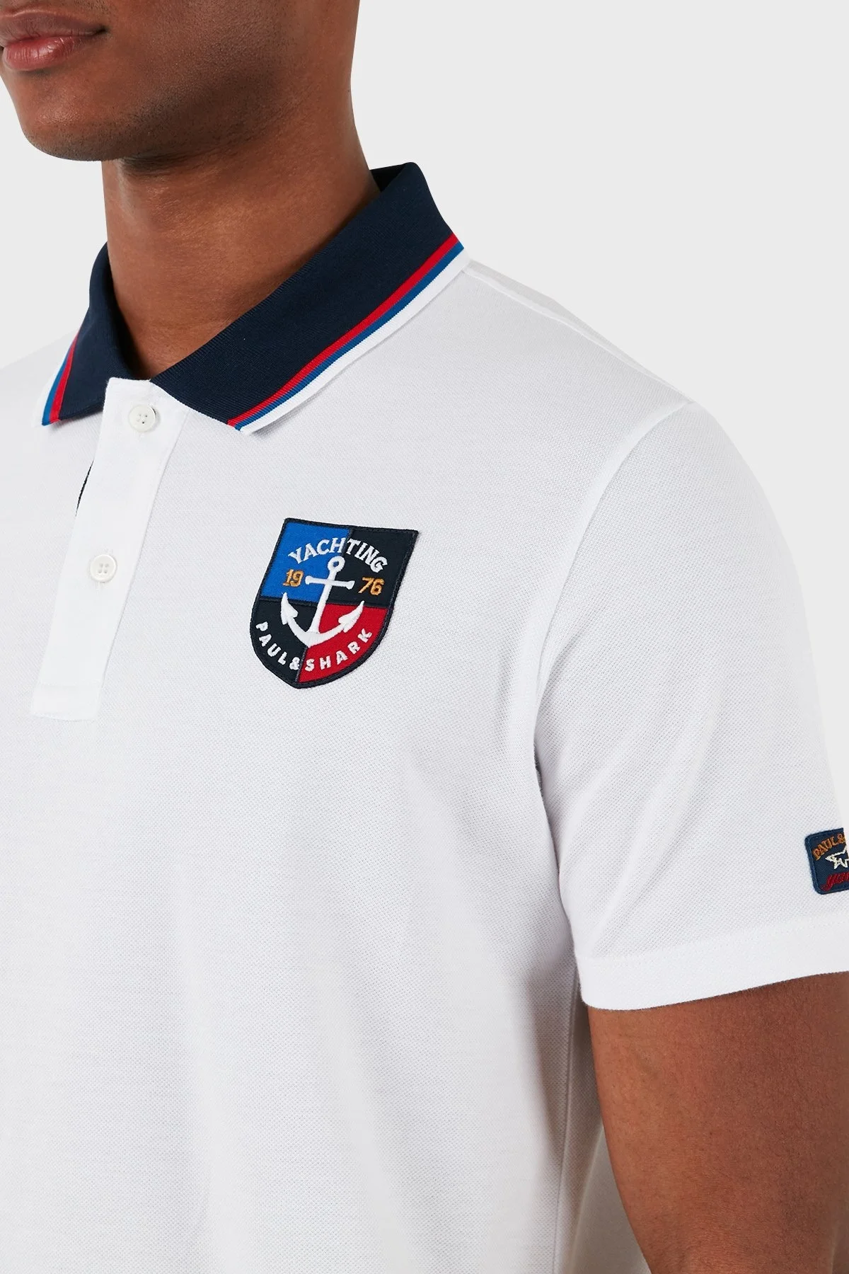 Paul & Shark Logolu % 100 Pamuk Regular Fit Erkek Polo Yaka T Shirt 23411203 010 BEYAZ - 7