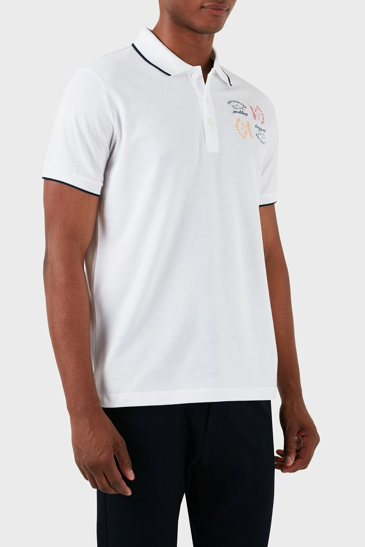 Paul & Shark Logolu % 100 Pamuk Regular Fit Erkek Polo Yaka T Shirt 23411266 010 BEYAZ - 10