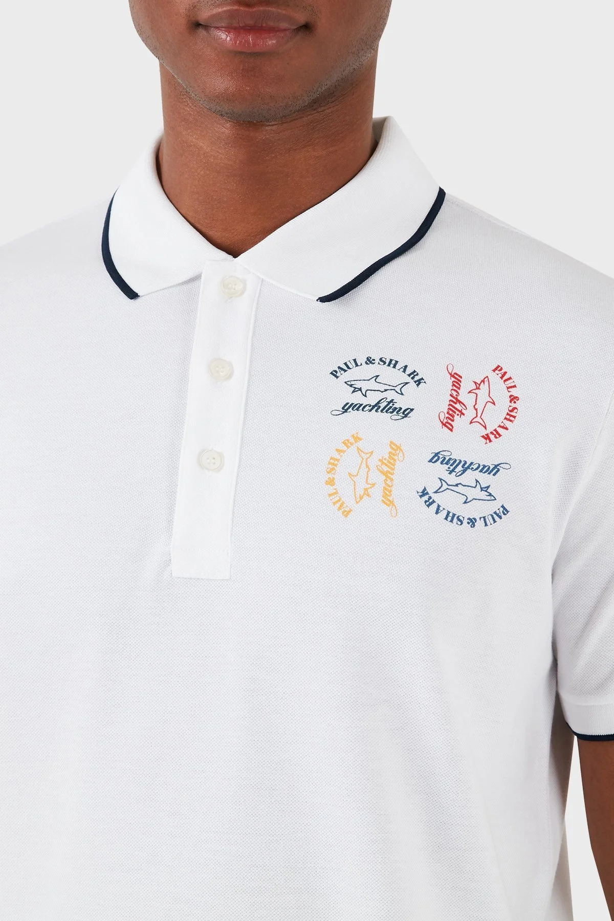 Paul & Shark Logolu % 100 Pamuk Regular Fit Erkek Polo Yaka T Shirt 23411266 010 BEYAZ - 11