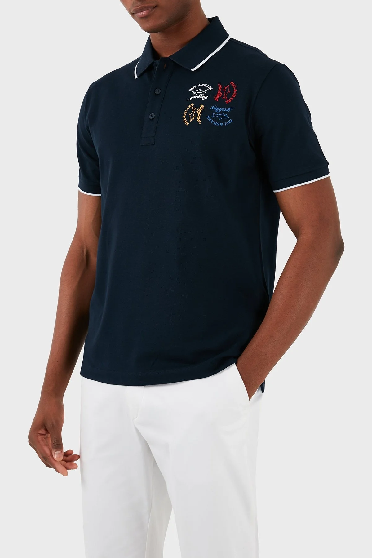 Paul & Shark Logolu % 100 Pamuk Regular Fit Erkek Polo Yaka T Shirt 23411266 013 LACİVERT - 1