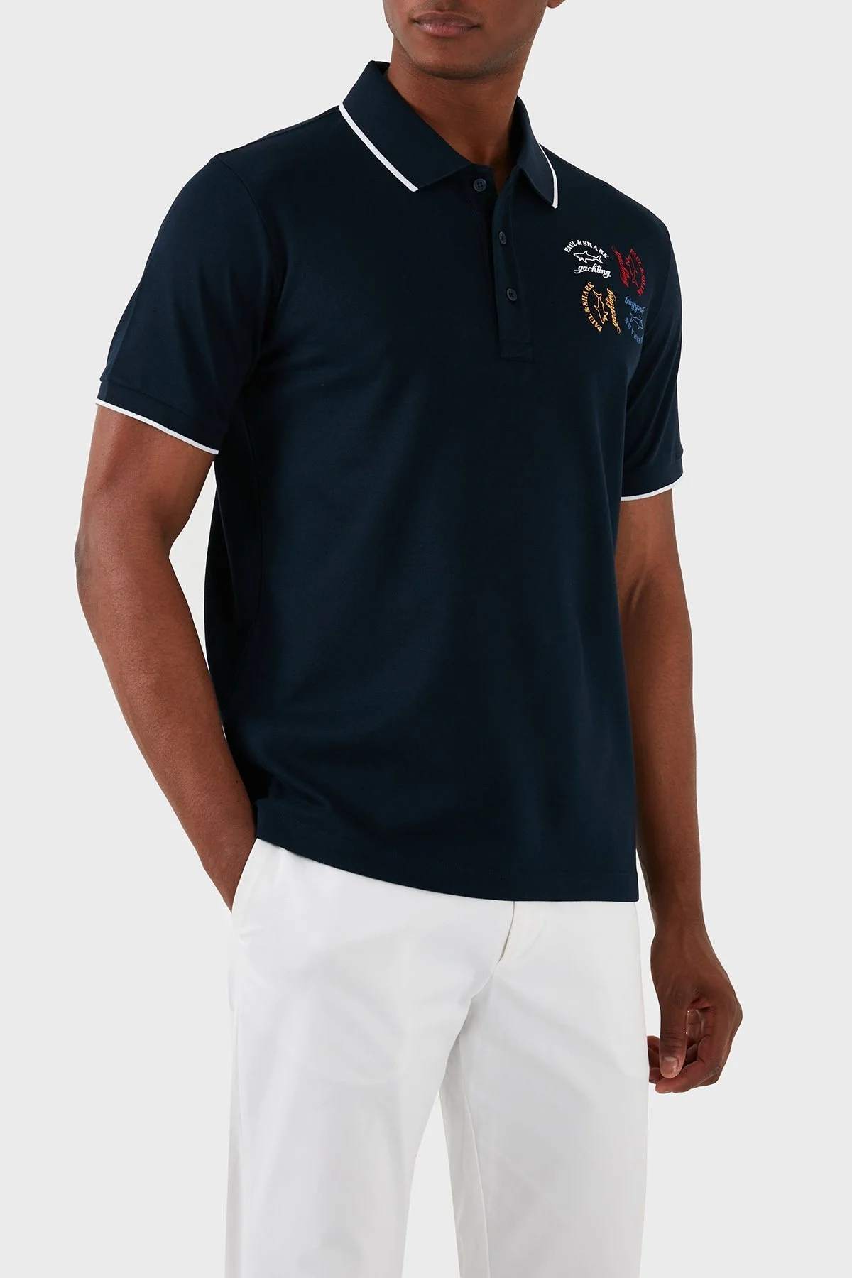 Paul & Shark Logolu % 100 Pamuk Regular Fit Erkek Polo Yaka T Shirt 23411266 013 LACİVERT - 2