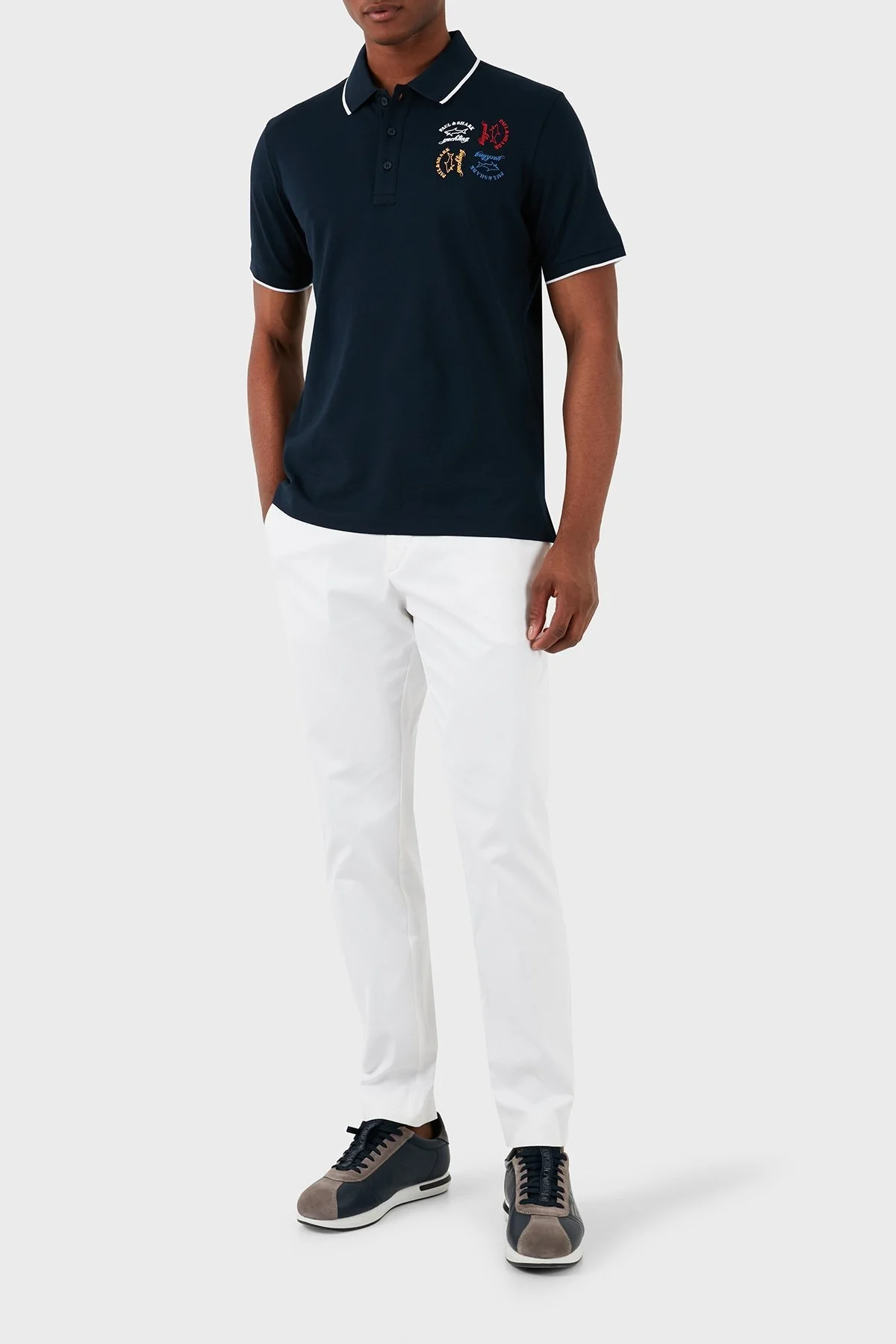 Paul & Shark Logolu % 100 Pamuk Regular Fit Erkek Polo Yaka T Shirt 23411266 013 LACİVERT - 4