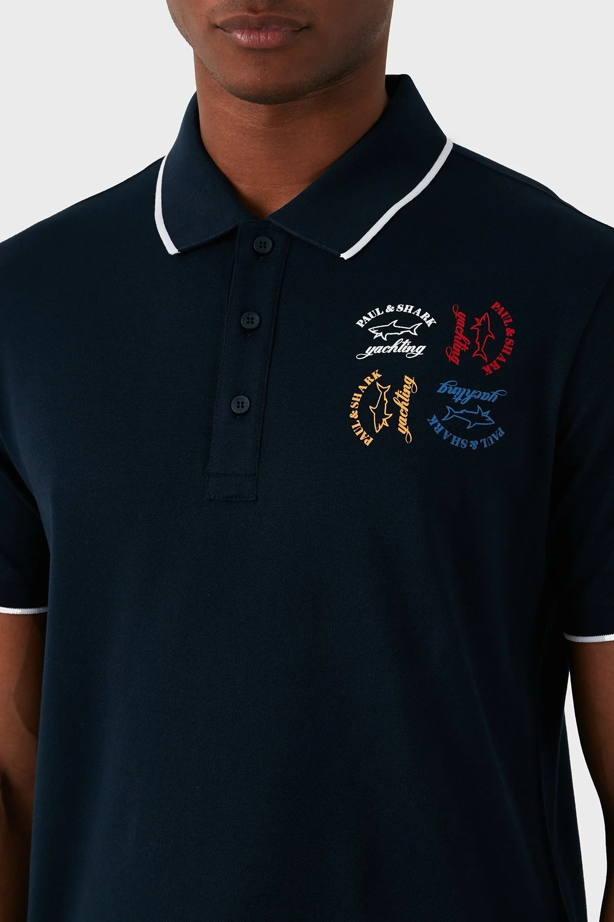 Paul & Shark Logolu % 100 Pamuk Regular Fit Erkek Polo Yaka T Shirt 23411266 013 LACİVERT - 5