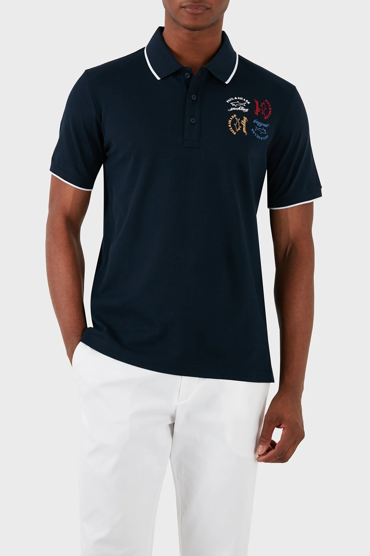 Paul & Shark Logolu % 100 Pamuk Regular Fit Erkek Polo Yaka T Shirt 23411266 013 LACİVERT - 6