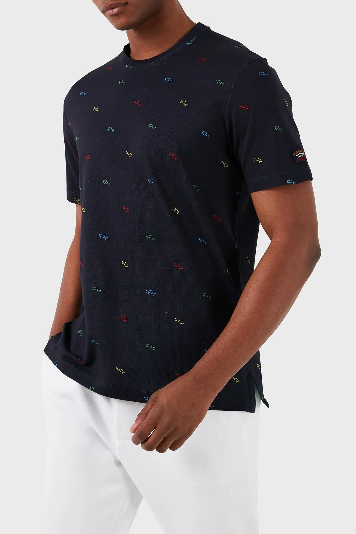 Paul & Shark Logolu Bisiklet Yaka % 100 Pamuk Regular Fit Erkek T Shirt 23411100 003 LACİVERT - 1