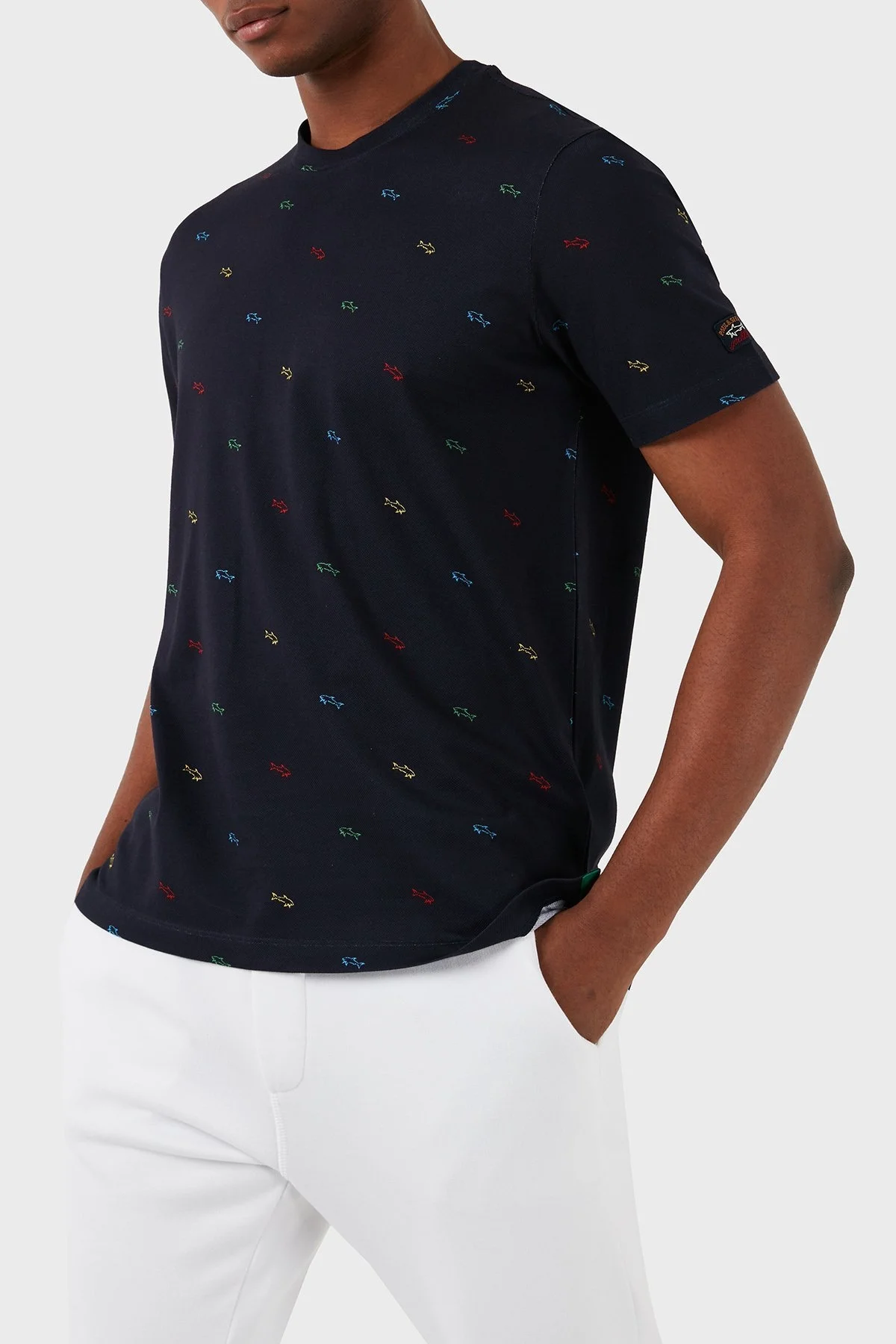 Paul & Shark Logolu Bisiklet Yaka % 100 Pamuk Regular Fit Erkek T Shirt 23411100 003 LACİVERT - 3