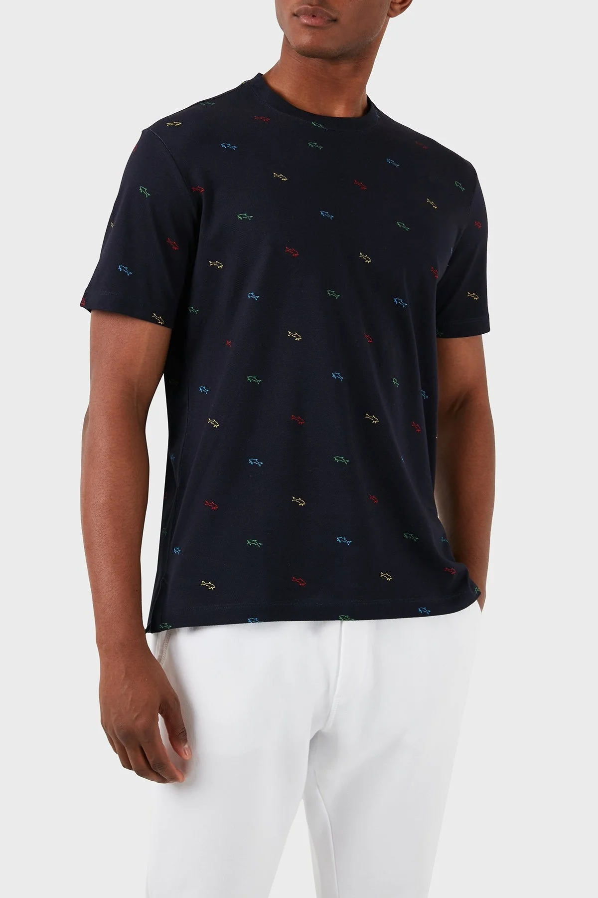 Paul & Shark Logolu Bisiklet Yaka % 100 Pamuk Regular Fit Erkek T Shirt 23411100 003 LACİVERT - 4