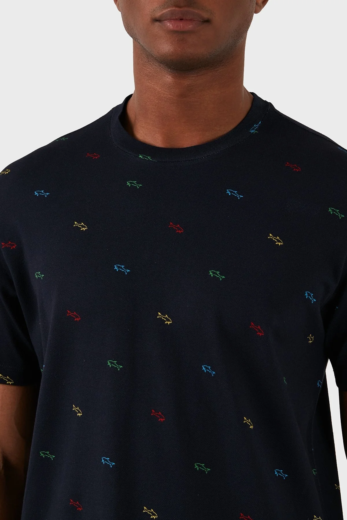 Paul & Shark Logolu Bisiklet Yaka % 100 Pamuk Regular Fit Erkek T Shirt 23411100 003 LACİVERT - 5