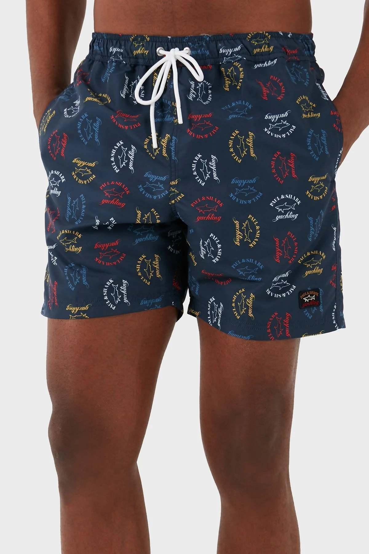 Paul & Shark Logolu Deniz Şortu Belden Bağlamalı Cepli Erkek Mayo Short 23415061 100 LACİVERT - 1