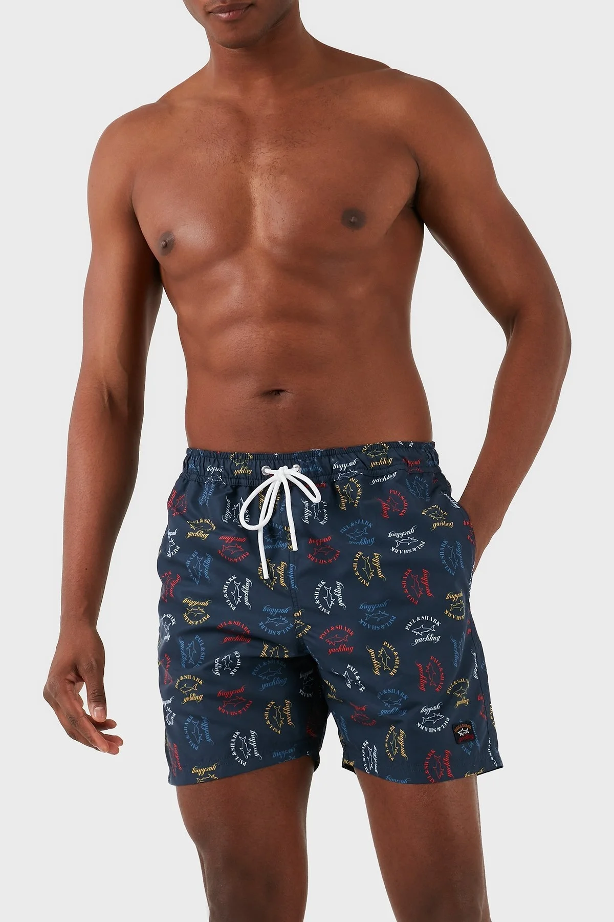 Paul & Shark Logolu Deniz Şortu Belden Bağlamalı Cepli Erkek Mayo Short 23415061 100 LACİVERT - 3