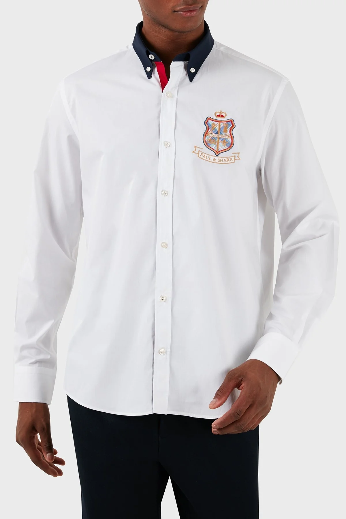 Paul & Shark Logolu Düğmeli Yaka % 100 Pamuk Erkek Gömlek 23413306J 010 BEYAZ - 6