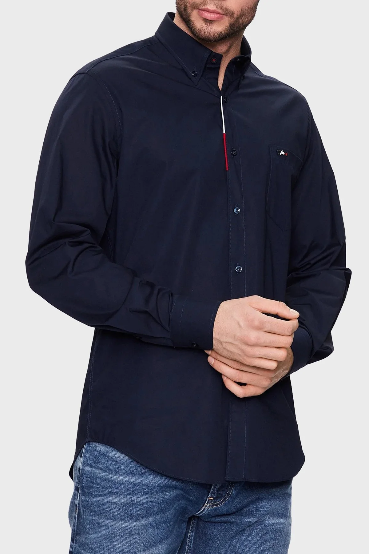Paul & Shark Logolu Düğmeli Yaka % 100 Pamuk Regular Fit Erkek Gömlek 23413296J 050 LACİVERT - 1