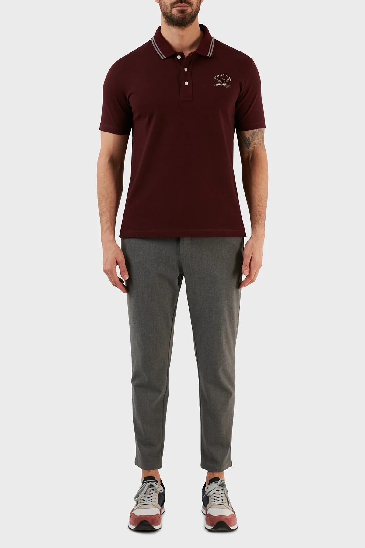 Paul & Shark Organik Pamuklu Regular Fit Düğmeli Erkek Polo T Shirt 12311734 411 BORDO - 4