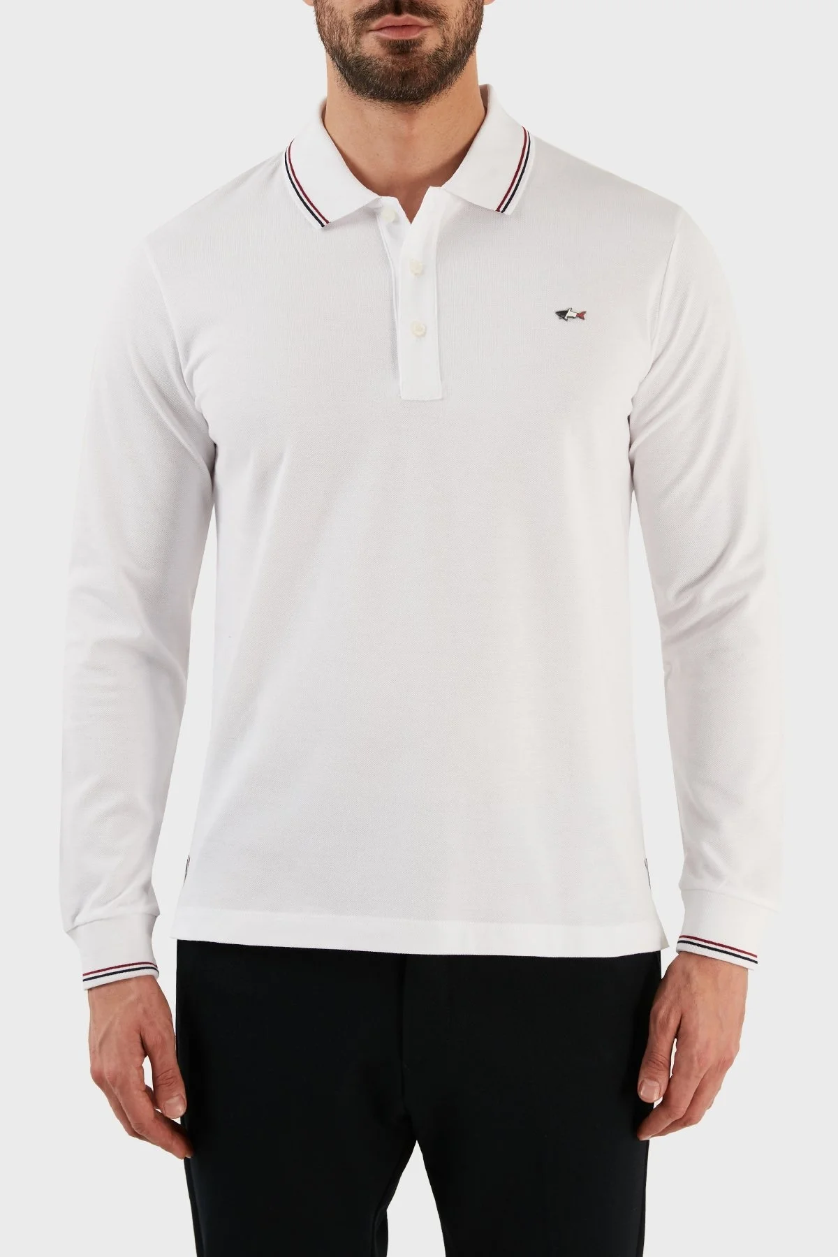 Paul & Shark Organik Pamuklu Regular Fit Düğmeli Polo Erkek Sweat 12311726 010 BEYAZ - 1