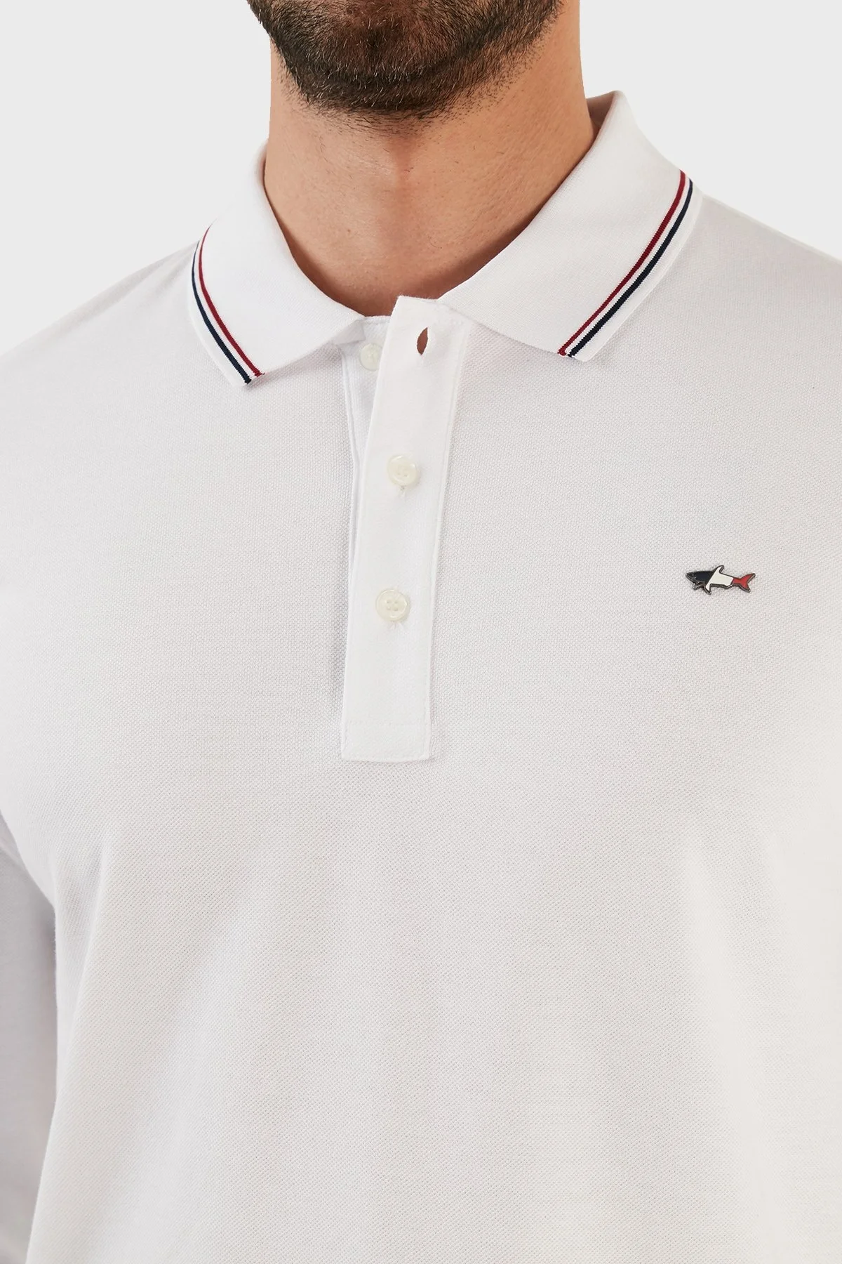 Paul & Shark Organik Pamuklu Regular Fit Düğmeli Polo Erkek Sweat 12311726 010 BEYAZ - 5