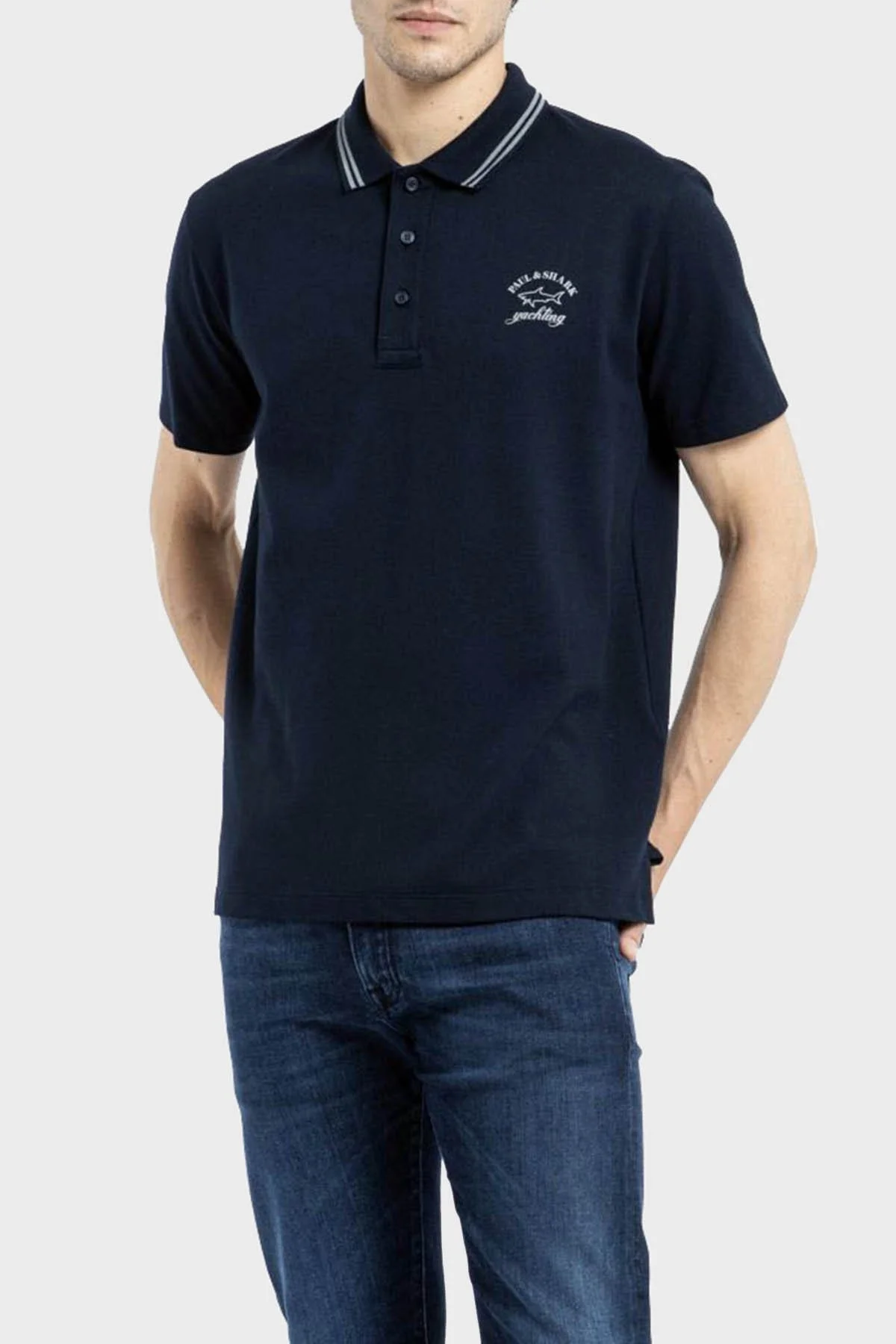 Paul & Shark Organik Pamuklu Regular Fit Düğmeli Polo Erkek T Shirt 12311734 013 LACİVERT - 1