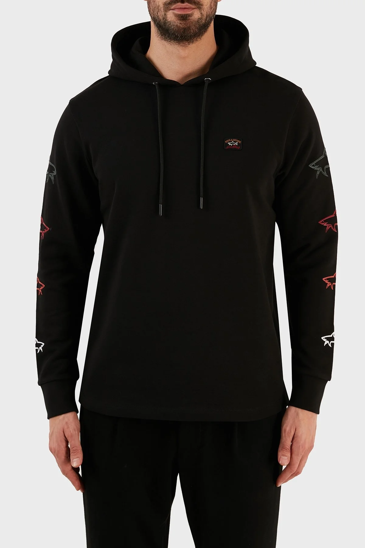 Paul & Shark Pamuklu Baskılı Regular Fit Kapüşonlu Erkek Sweat 12311887 011 SİYAH - 1