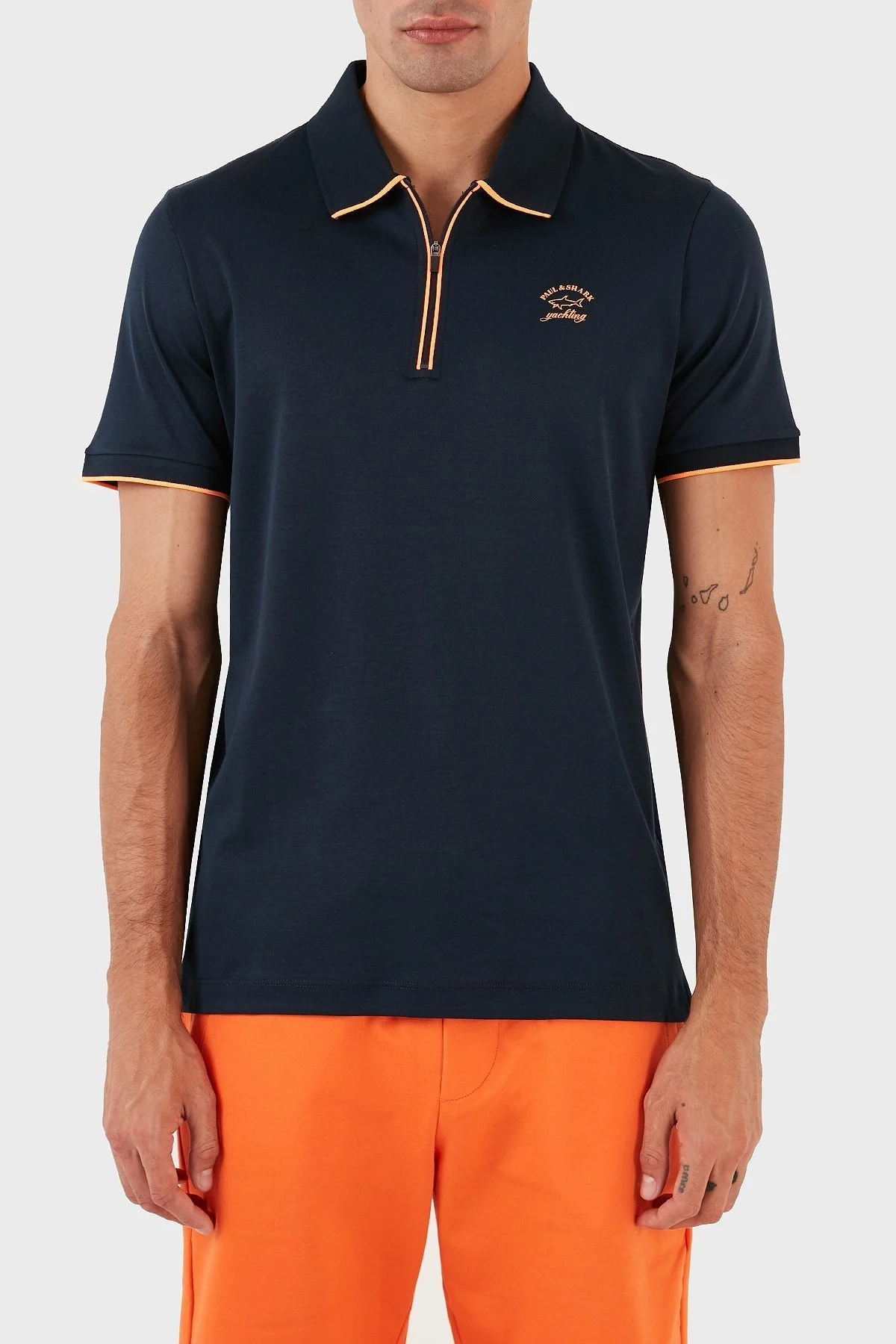 Paul & Shark Pamuklu Regular Fit Fermuarlı Erkek Polo Yaka T Shirt 23411287 013 LACİVERT - 1