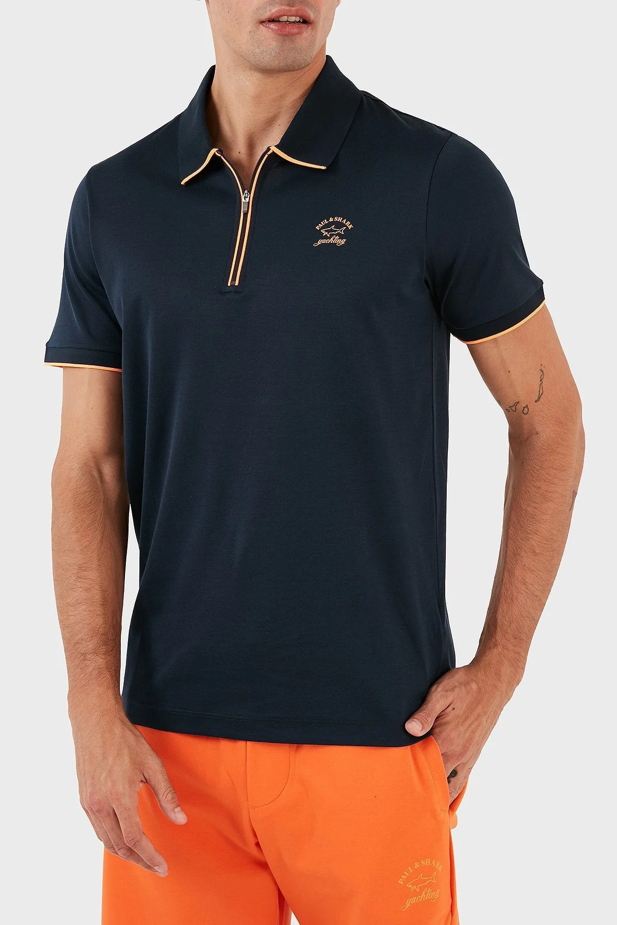 Paul & Shark Pamuklu Regular Fit Fermuarlı Erkek Polo Yaka T Shirt 23411287 013 LACİVERT - 3