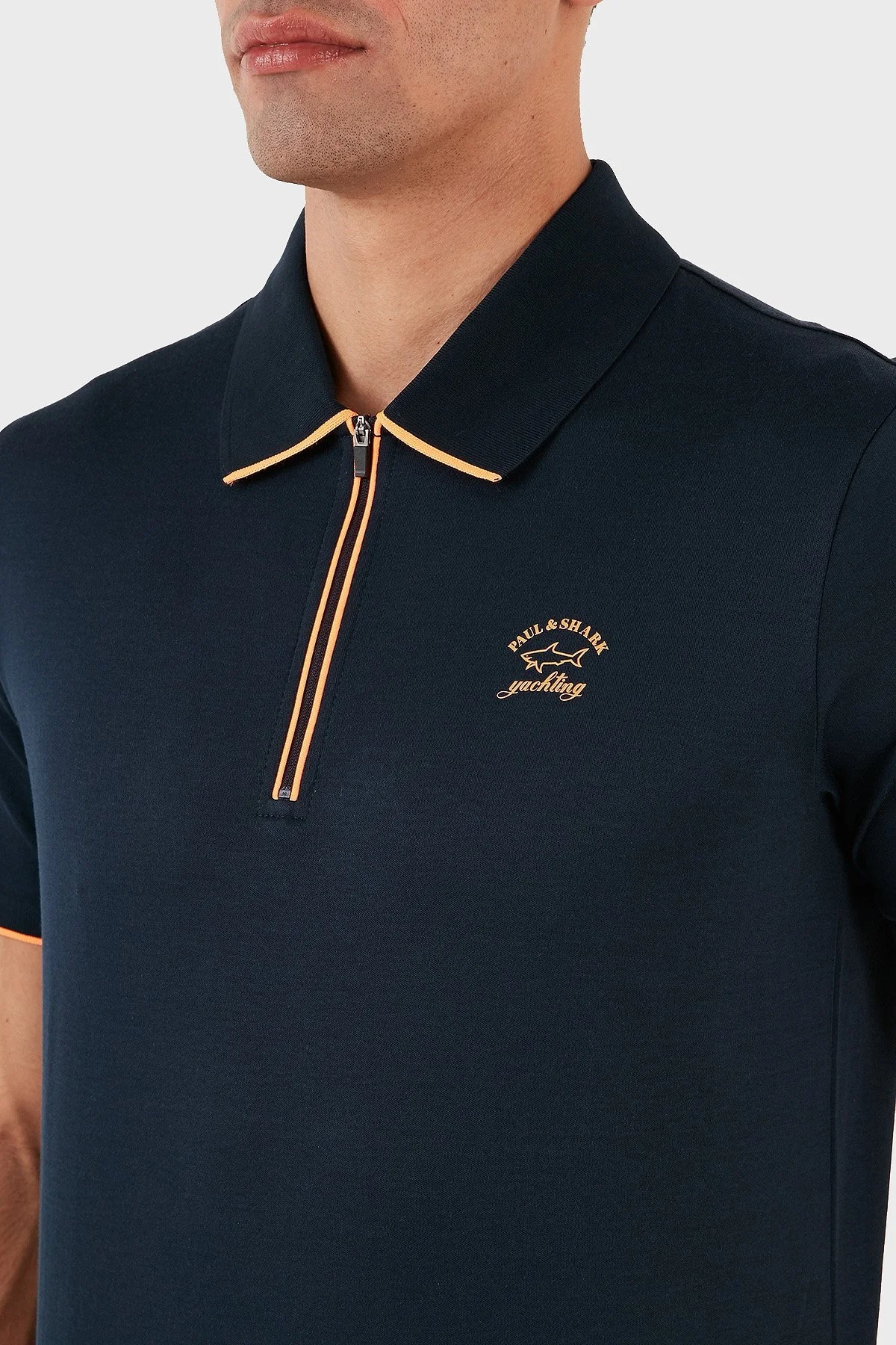Paul & Shark Pamuklu Regular Fit Fermuarlı Erkek Polo Yaka T Shirt 23411287 013 LACİVERT - 5