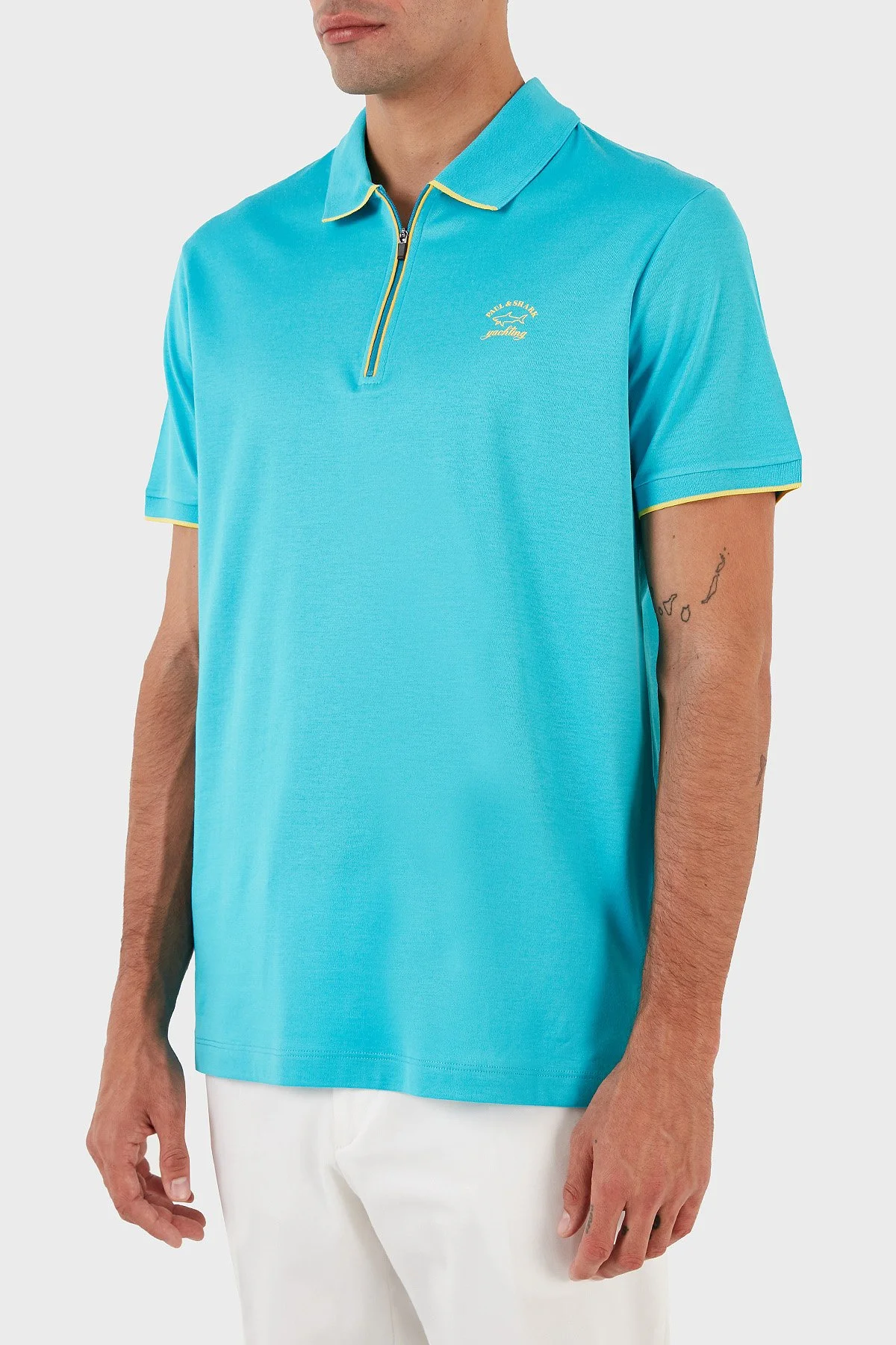 Paul & Shark Pamuklu Regular Fit Fermuarlı Erkek Polo Yaka T Shirt 23411287 750 TURKUAZ - 4