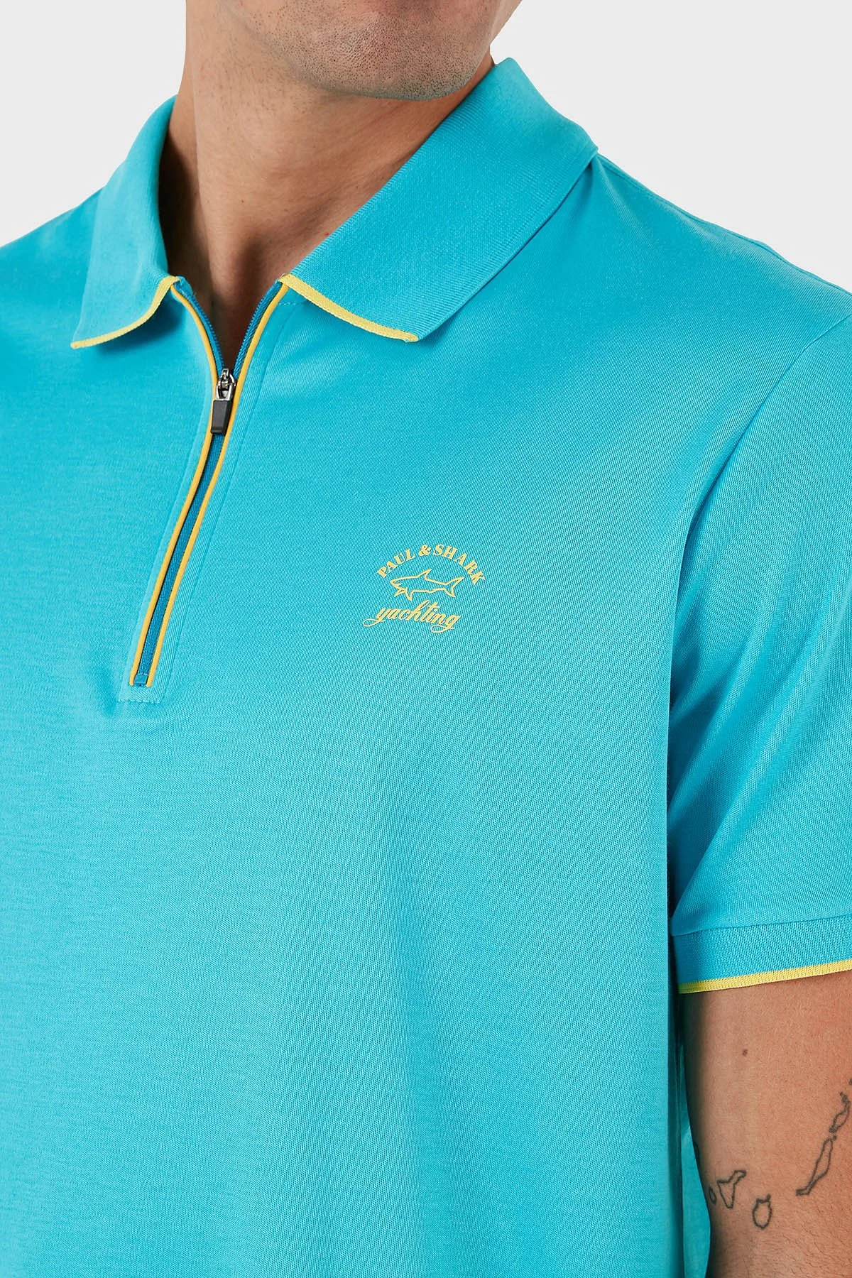Paul & Shark Pamuklu Regular Fit Fermuarlı Erkek Polo Yaka T Shirt 23411287 750 TURKUAZ - 5