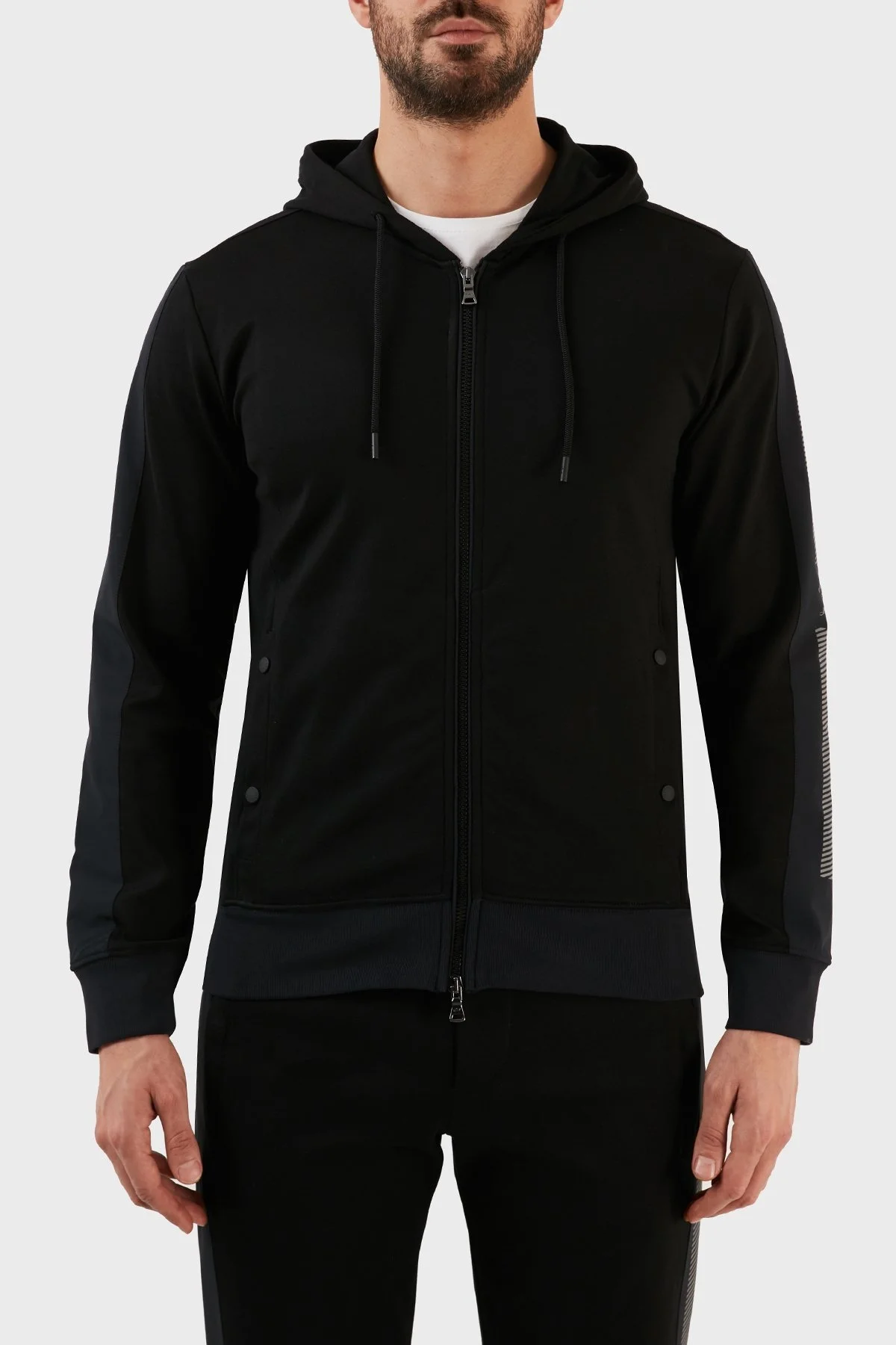 Paul & Shark Pamuklu Regular Fit Fermuarlı Kapüşonlu Erkek Sweat 12311519 011 S SİYAH - 1