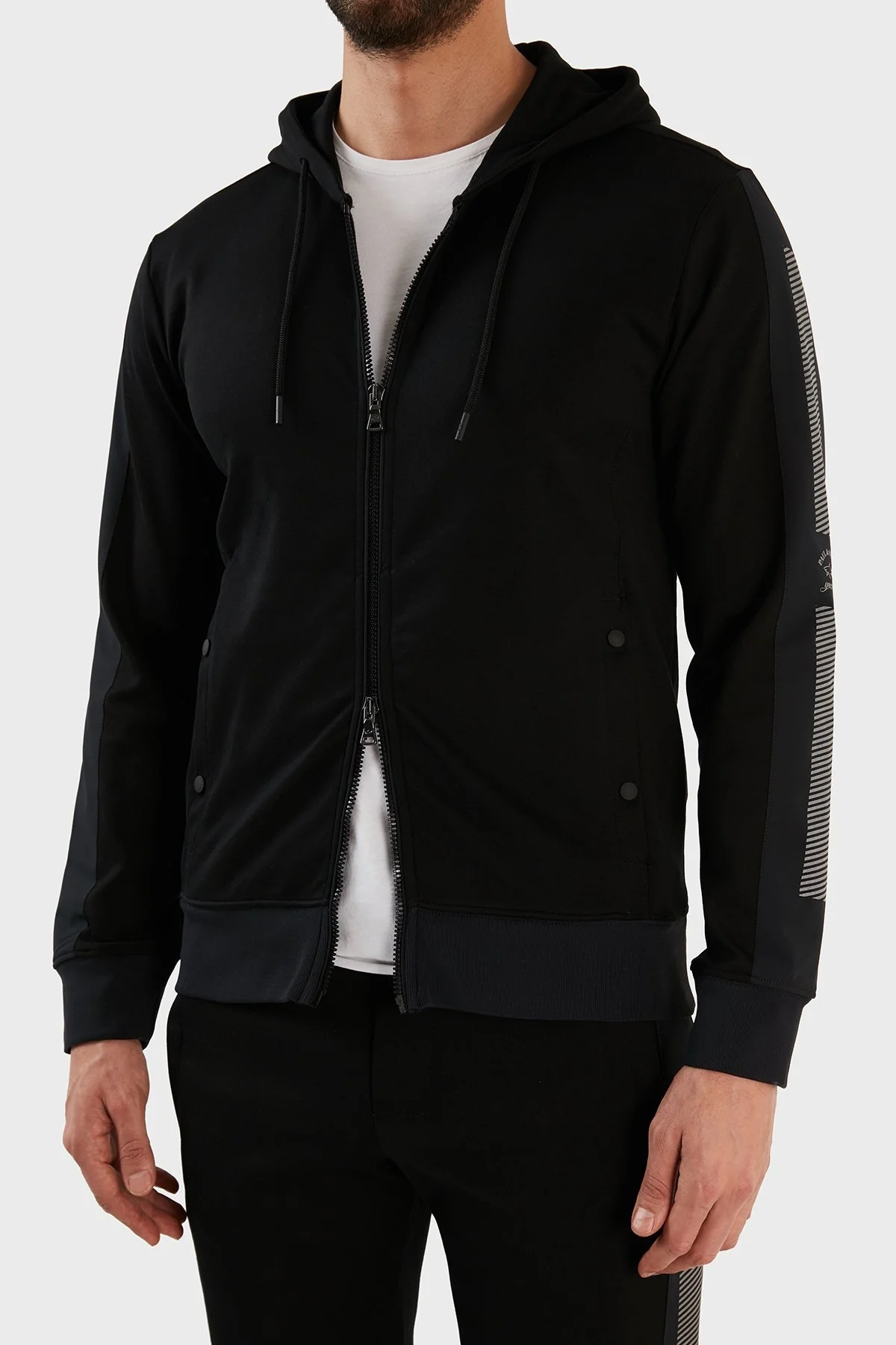 Paul & Shark Pamuklu Regular Fit Fermuarlı Kapüşonlu Erkek Sweat 12311519 011 S SİYAH - 3