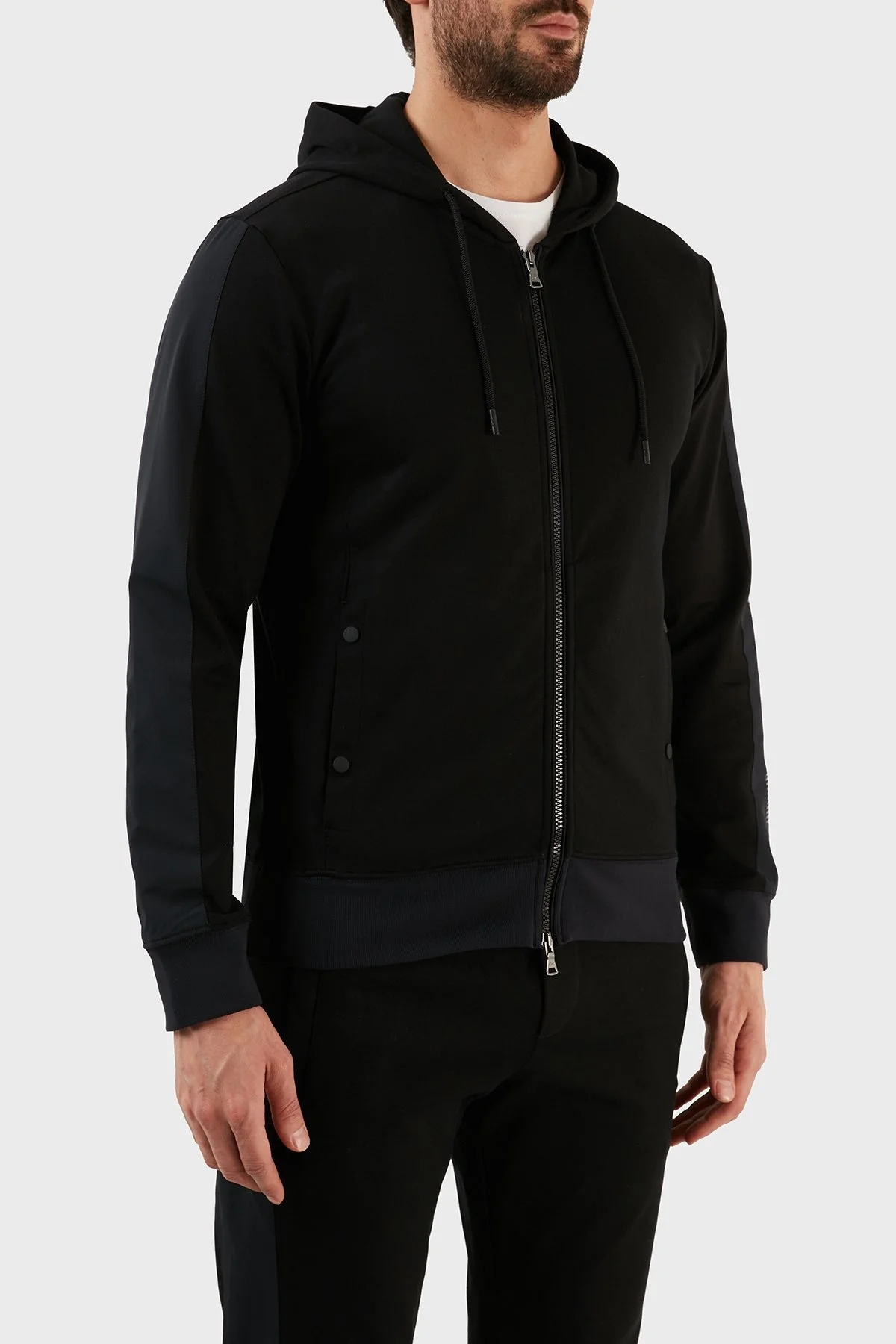 Paul & Shark Pamuklu Regular Fit Fermuarlı Kapüşonlu Erkek Sweat 12311519 011 S SİYAH - 4