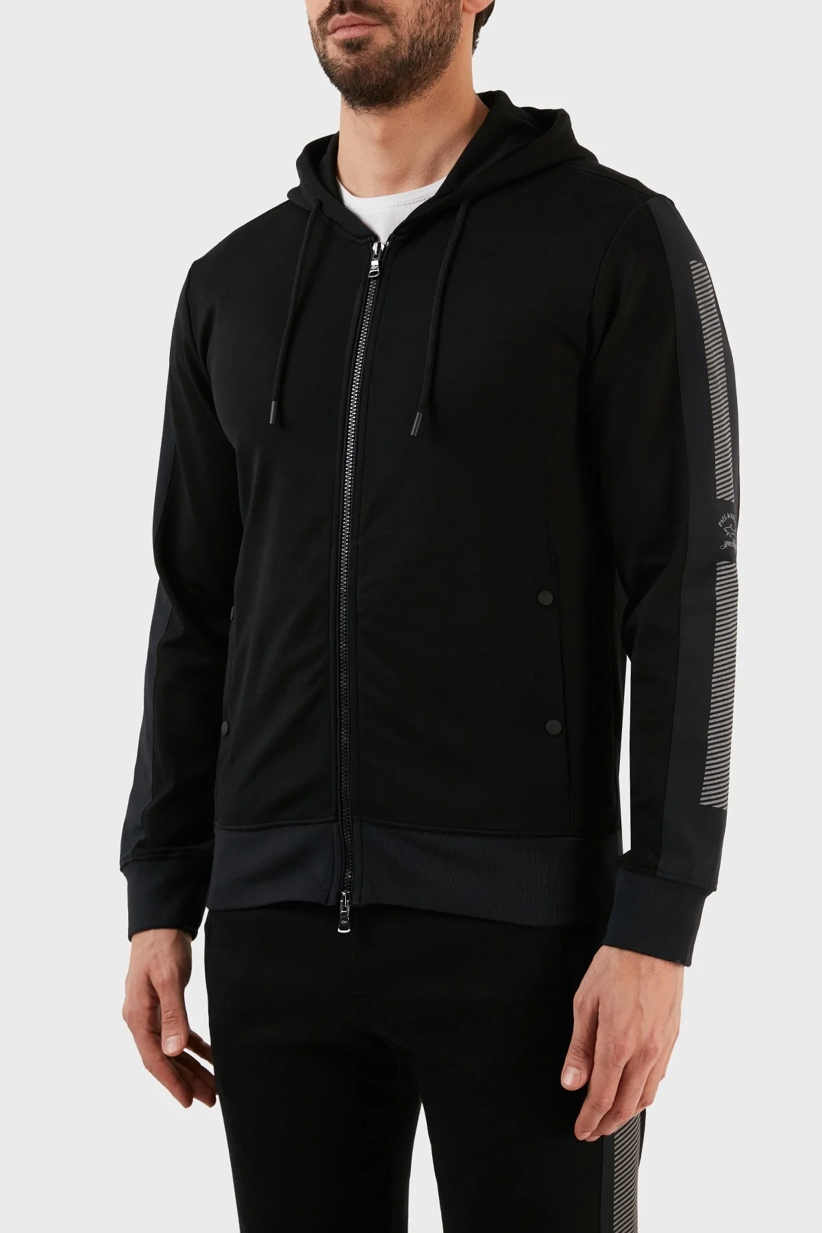 Paul & Shark Pamuklu Regular Fit Fermuarlı Kapüşonlu Erkek Sweat 12311519 011 S SİYAH - 5