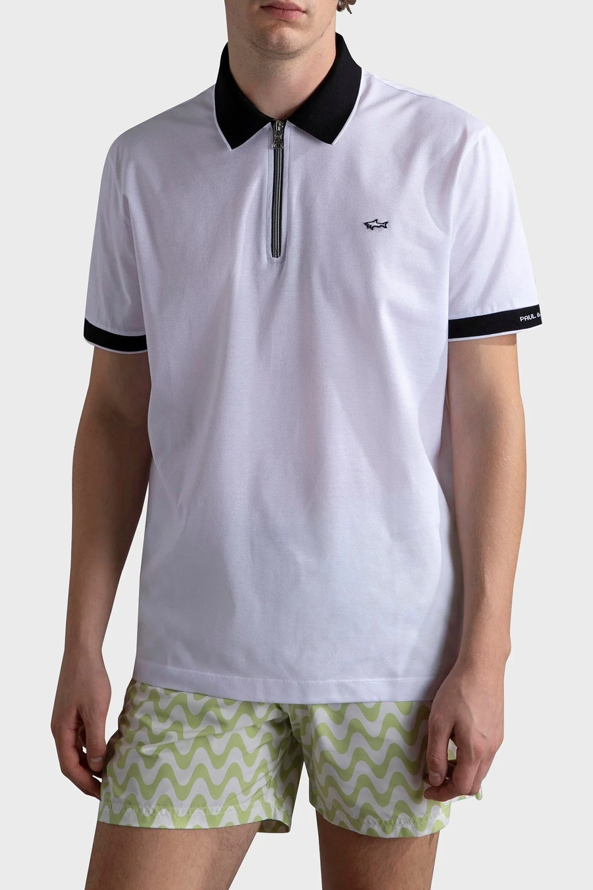 Paul & Shark Pamuklu Regular Fit Yarım Fermuarlı Erkek Polo Yaka T Shirt 24411319 010 BEYAZ - 1