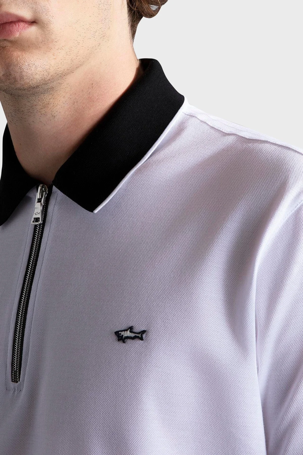 Paul & Shark Pamuklu Regular Fit Yarım Fermuarlı Erkek Polo Yaka T Shirt 24411319 010 BEYAZ - 2