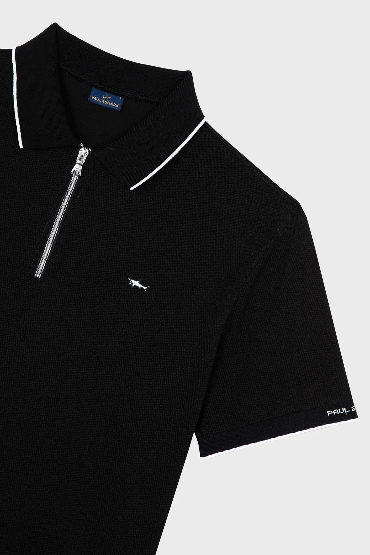 Paul & Shark Pamuklu Regular Fit Yarım Fermuarlı Erkek Polo Yaka T Shirt 24411319 011 SİYAH - 5