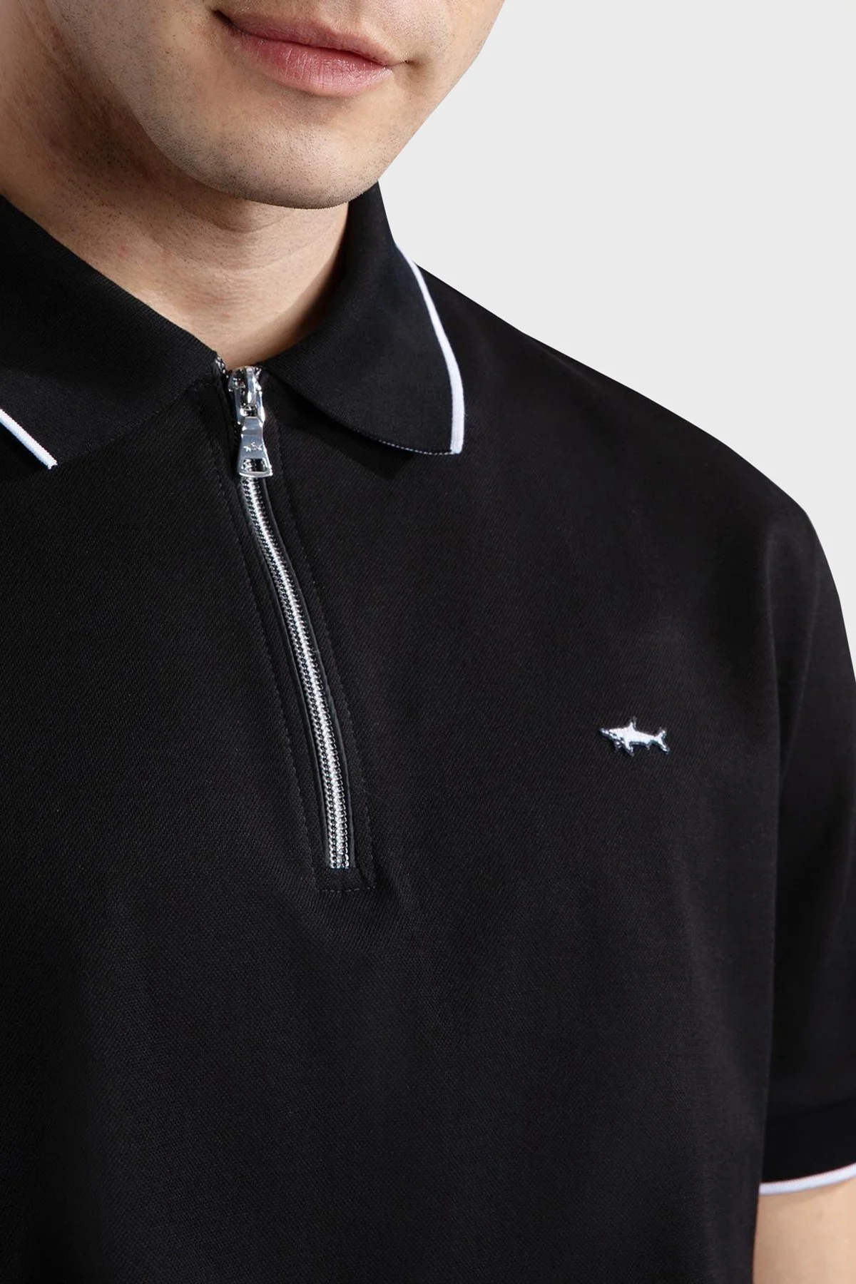 Paul & Shark Pamuklu Regular Fit Yarım Fermuarlı Erkek Polo Yaka T Shirt 24411319 011 SİYAH - 4