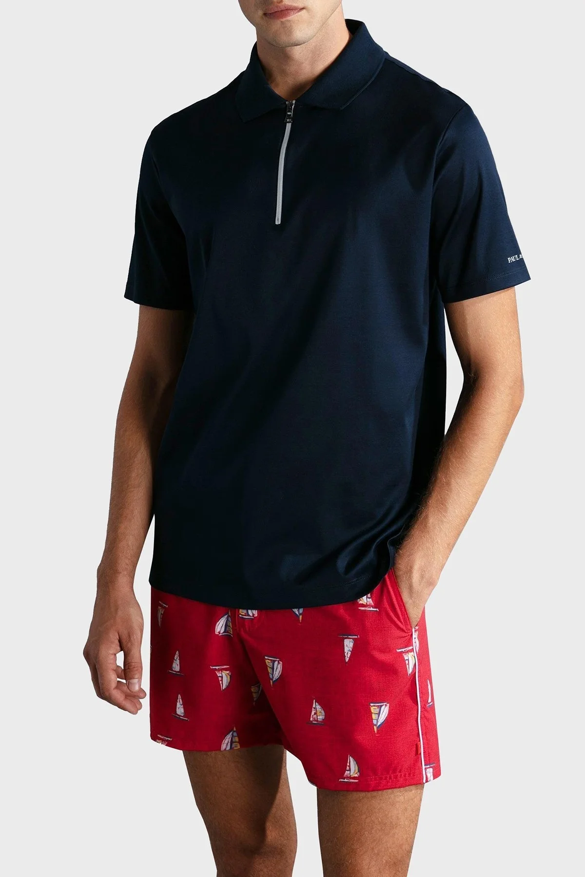 Paul & Shark Pamuklu Regular Fit Yarım Fermuarlı Erkek Polo Yaka T Shirt 24411321 011 SİYAH - 1