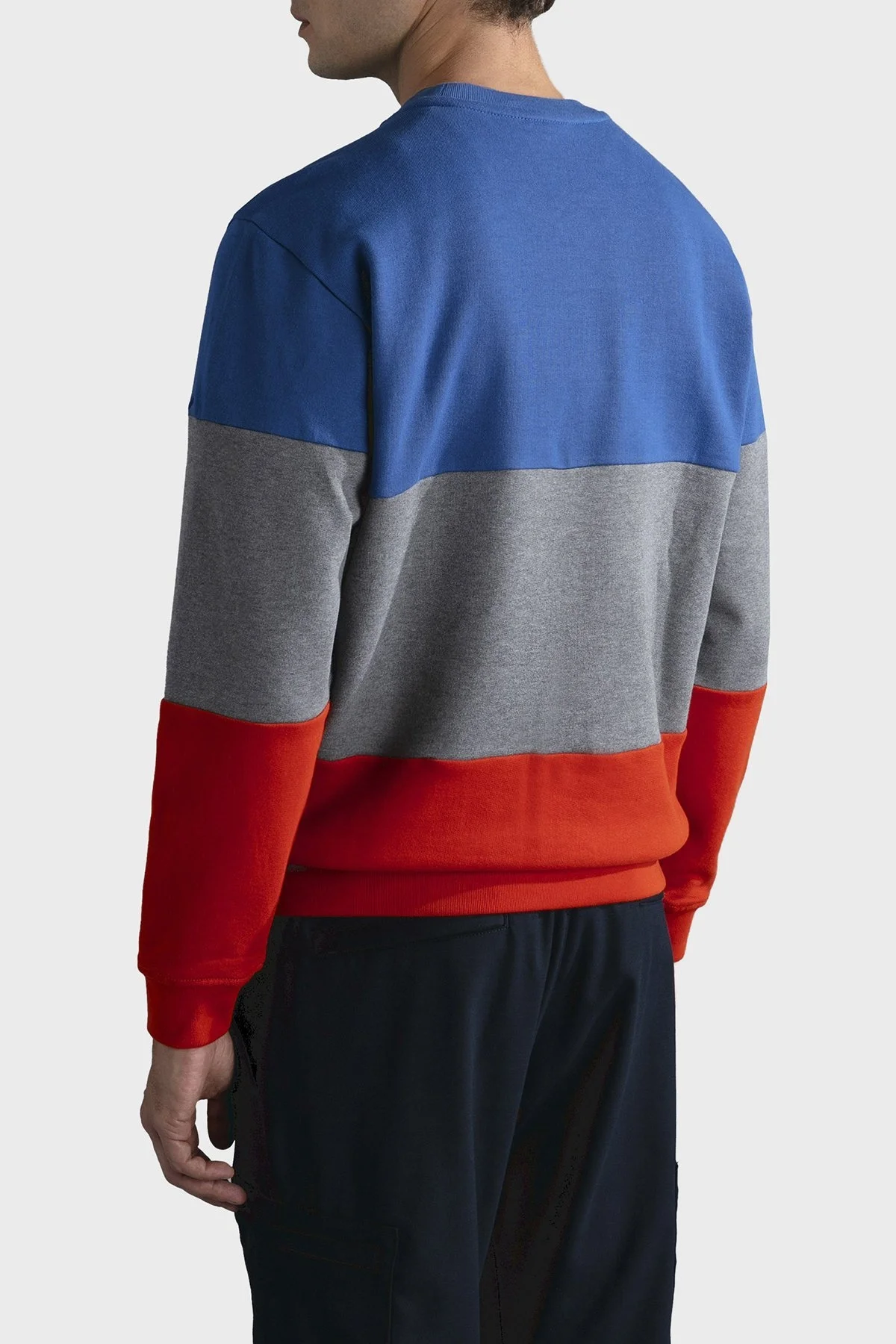 Paul & Shark Renk Bloklu % 100 Pamuk Bisiklet Yaka Oversize Erkek Sweat 13311954 410 MAVİ - 3