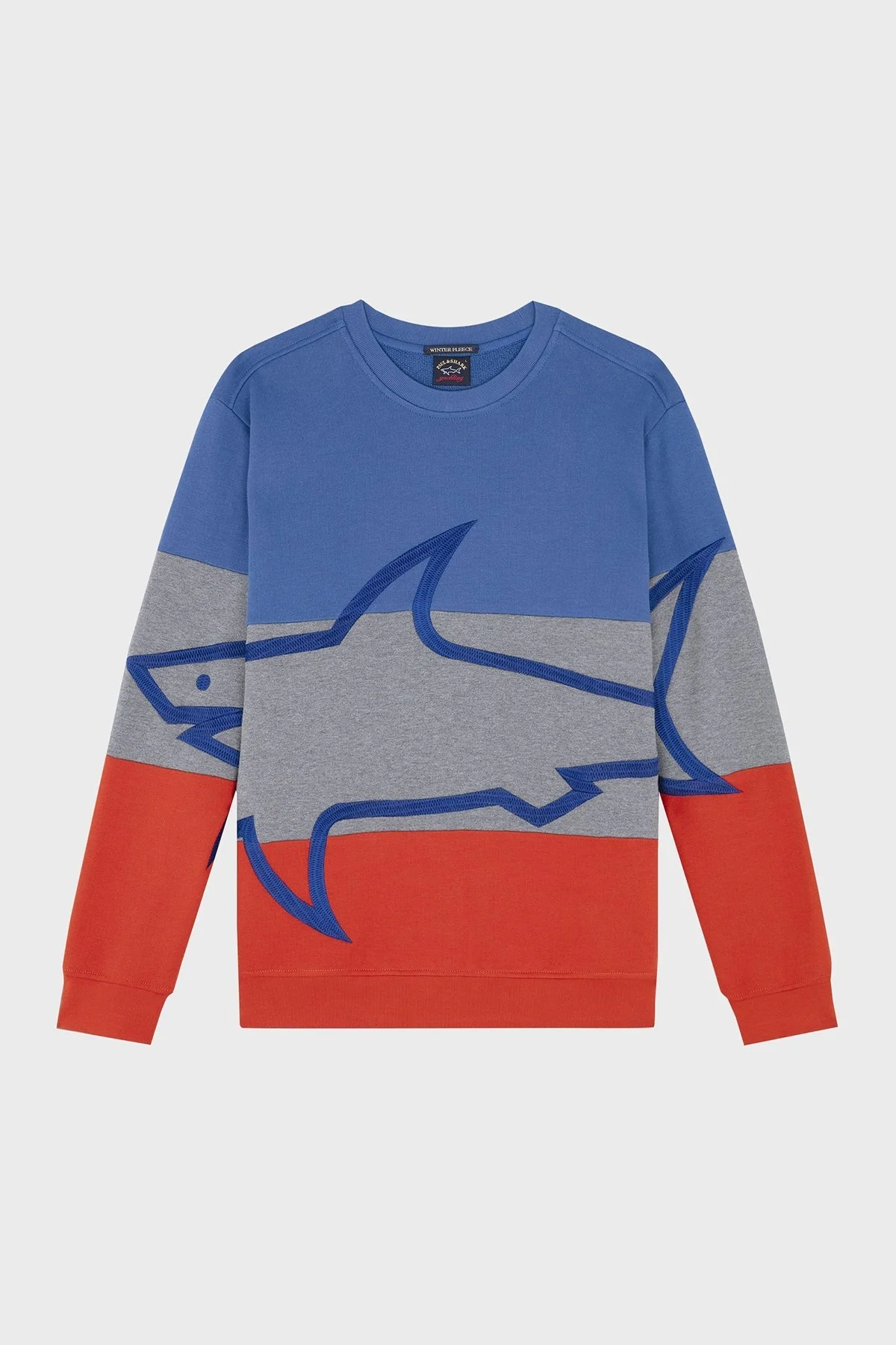 Paul & Shark Renk Bloklu % 100 Pamuk Bisiklet Yaka Oversize Erkek Sweat 13311954 410 MAVİ - 4