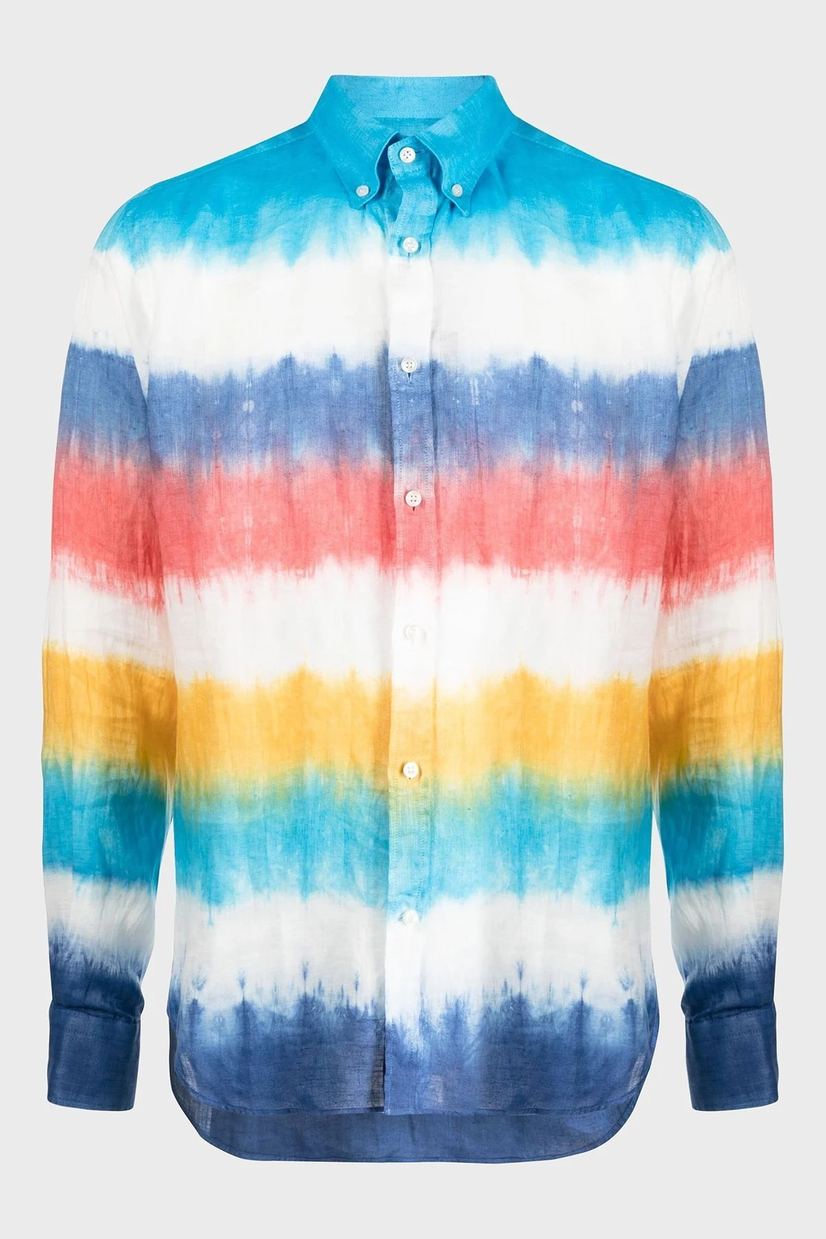 Paul & Shark Renk Bloklu Düğmeli Yaka % 100 Keten Erkek Gömlek 23413244J 100 MAVİ - 5