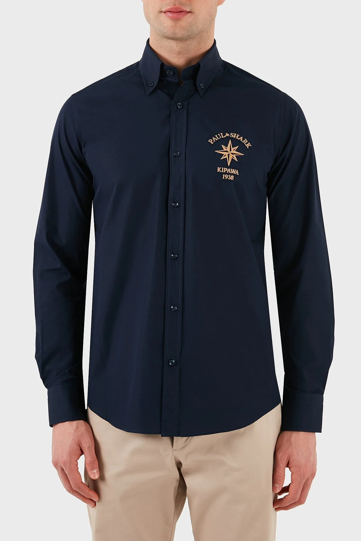 Paul & Shark Streç Pamuklu Regular Fit Düğmeli Yaka Erkek Gömlek 24413321 050 LACİVERT - 1