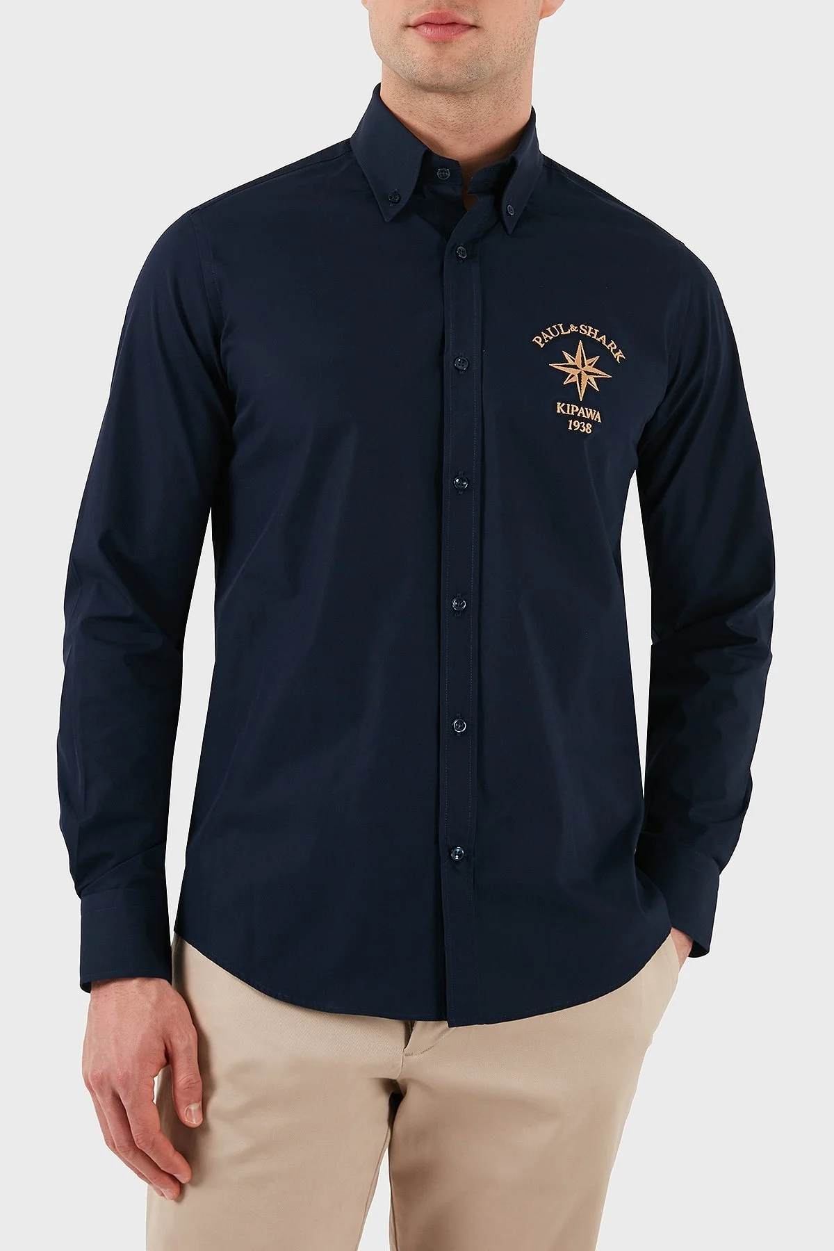 Paul & Shark Streç Pamuklu Regular Fit Düğmeli Yaka Erkek Gömlek 24413321 050 LACİVERT - 2