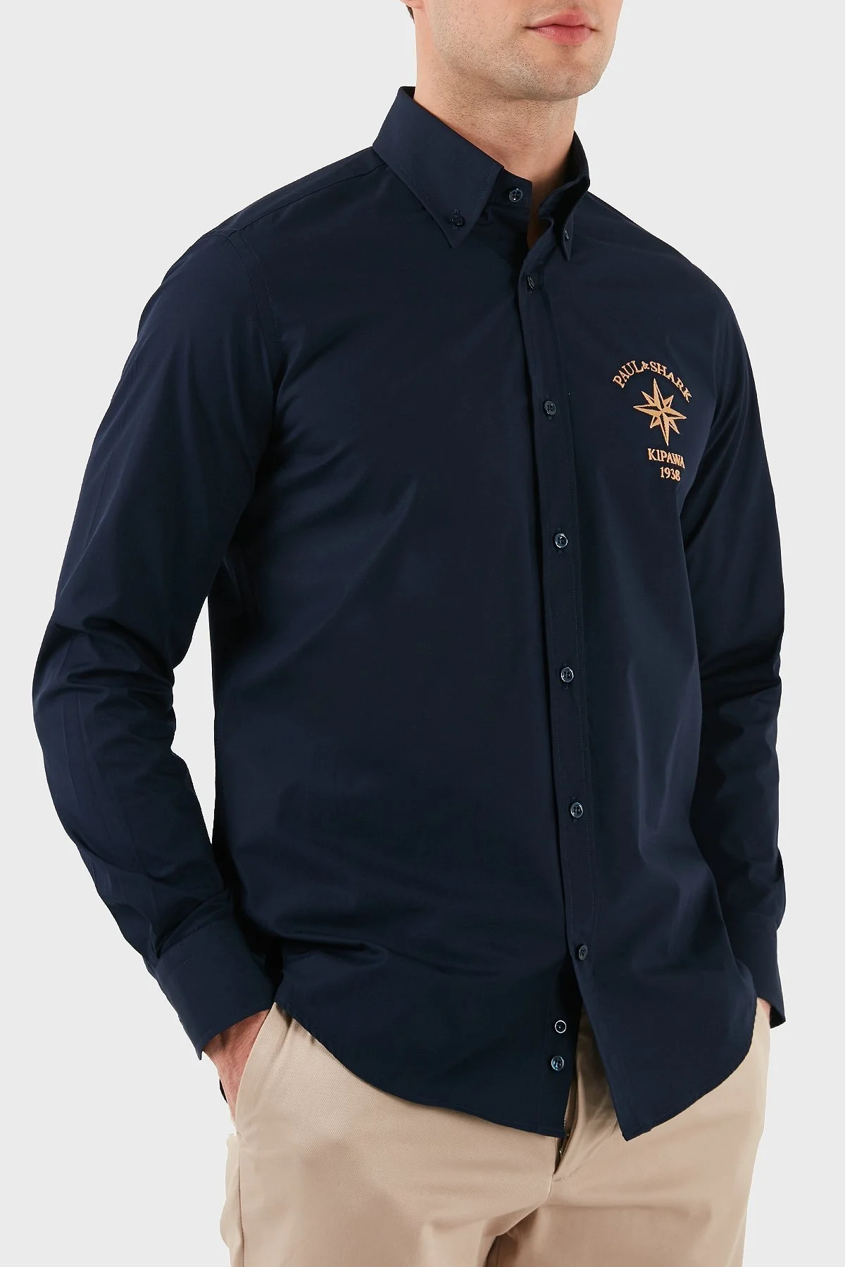 Paul & Shark Streç Pamuklu Regular Fit Düğmeli Yaka Erkek Gömlek 24413321 050 LACİVERT - 4
