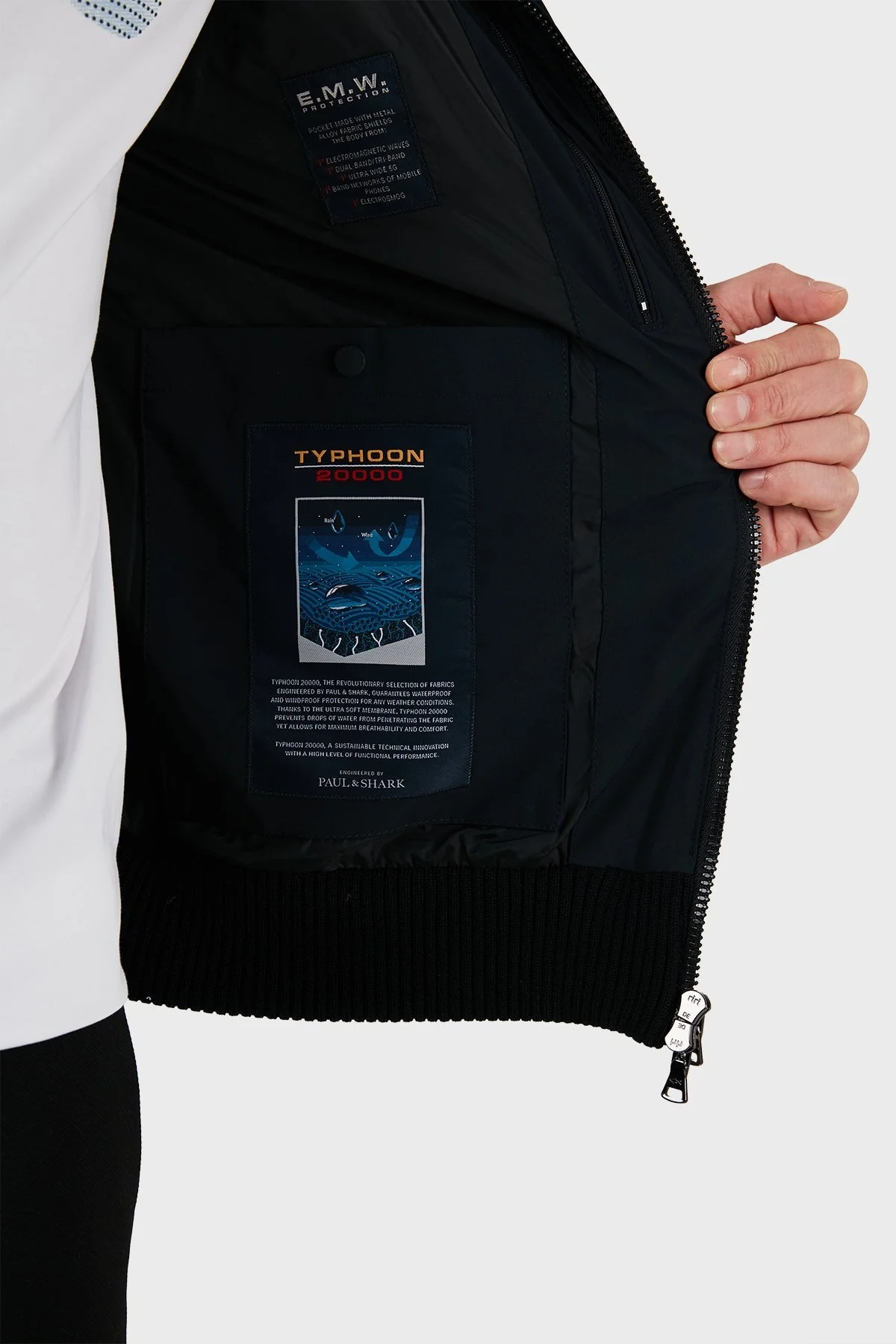 Paul & Shark Yünlü Dik Yaka Su ve Rüzgar Geçirmez Regular Fit Fermuarlı Cepli Erkek Ceket 12311222 011 SİYAH - 5