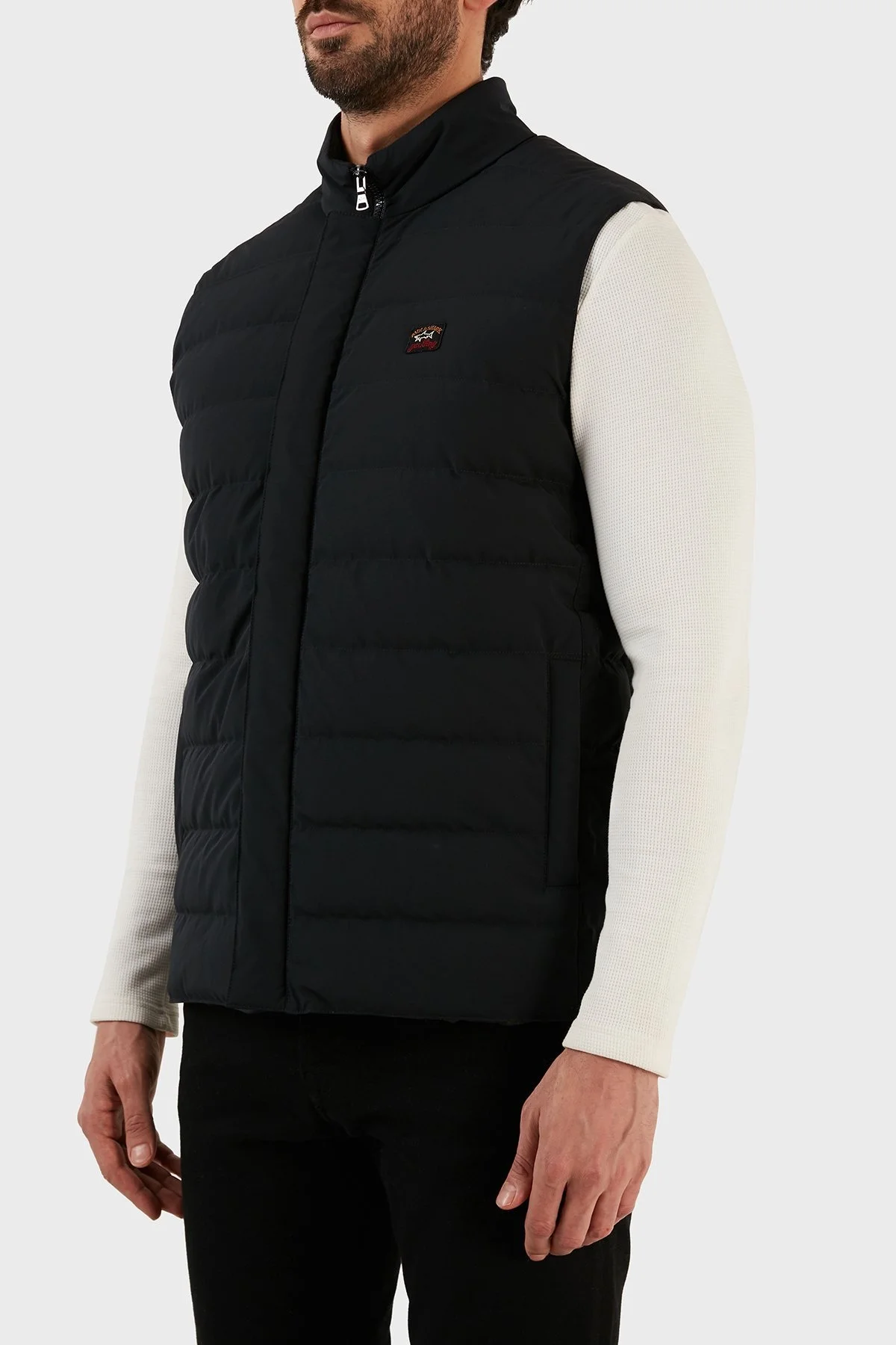 Paul & Shark Yünlü Regular Fit Kuş Tüyü Dolgulu Dik Yaka Erkek Yelek 12311244 011 SİYAH - 2